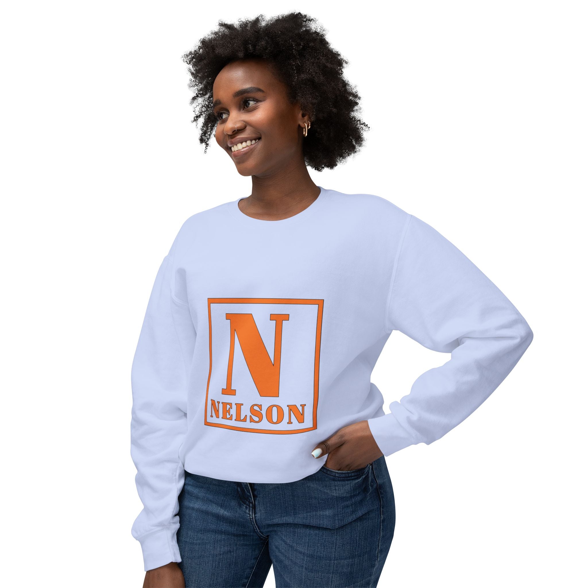 Nelson Monogram Crewneck Sweatshirt — Orange Block Letter N