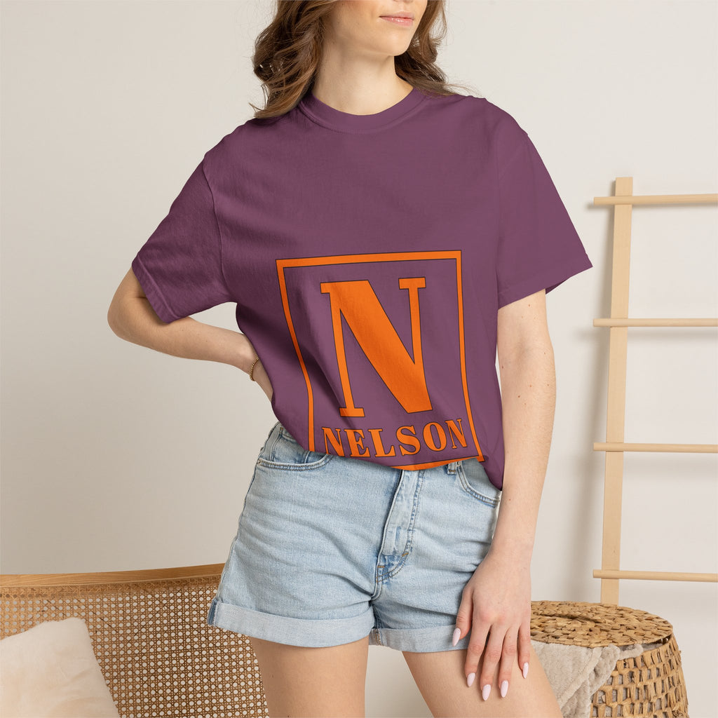 Nelson Monogram T-Shirt — Retro Block Letter Graphic Tee