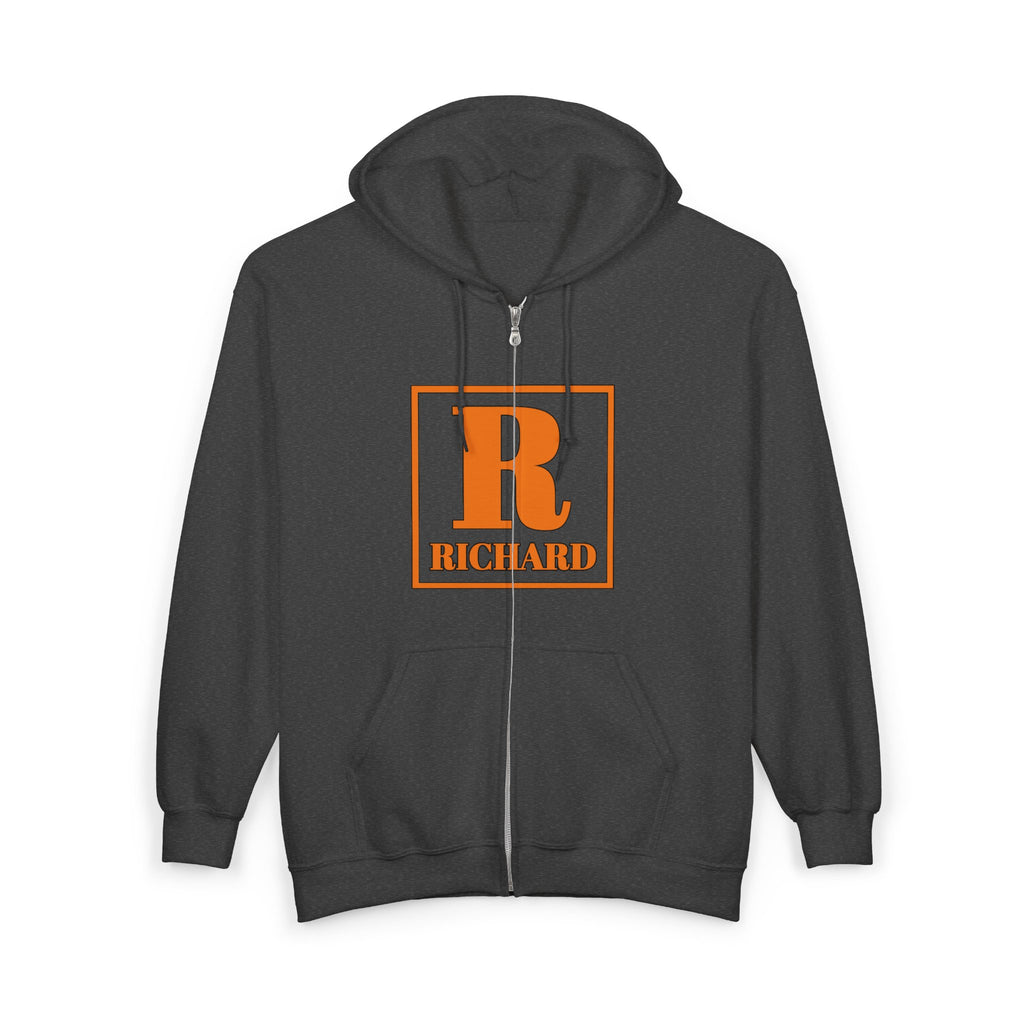 Richard Monogram Zip Hoodie — Personalized Initial R Sweatshirt