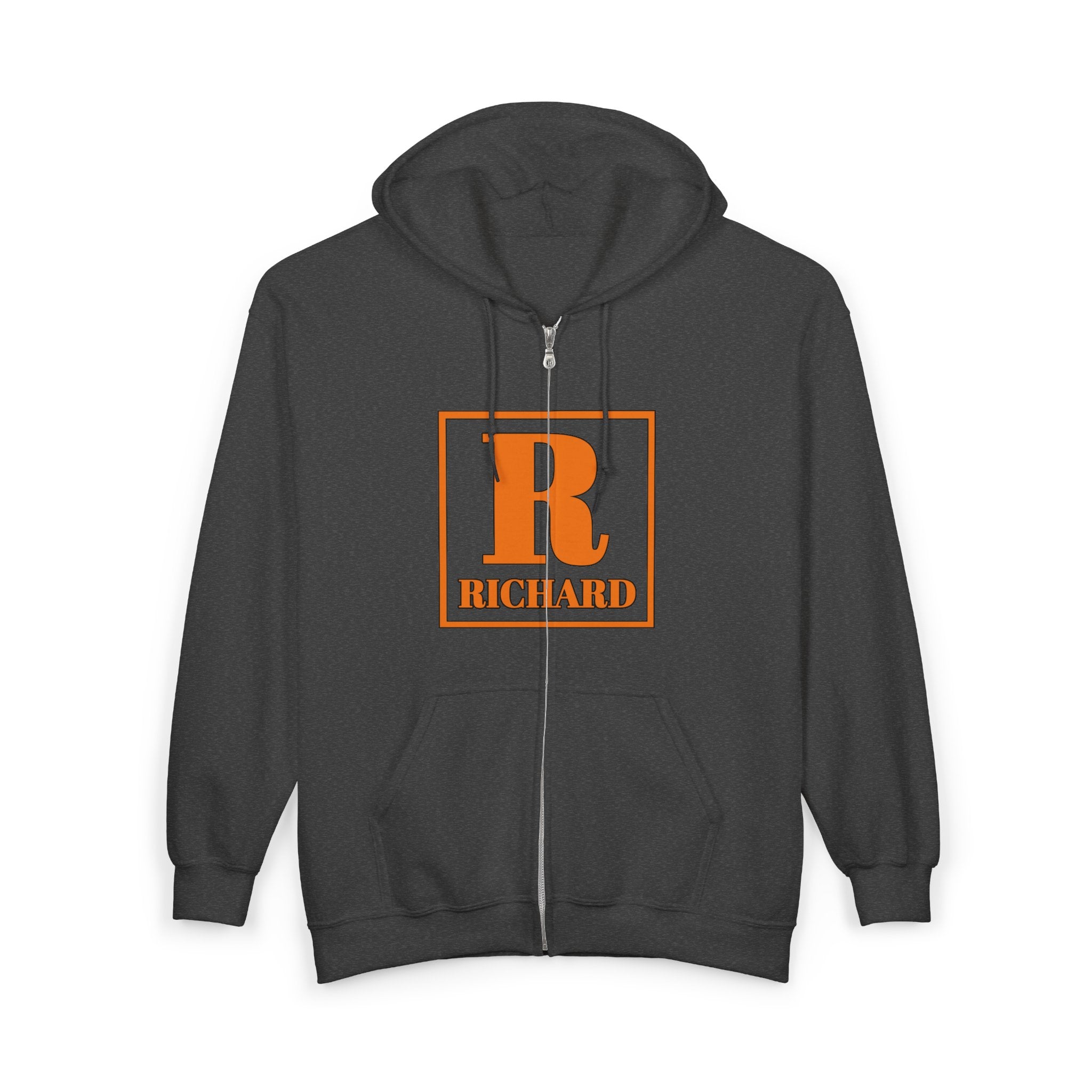 Richard Monogram Zip Hoodie — Personalized Initial R Sweatshirt