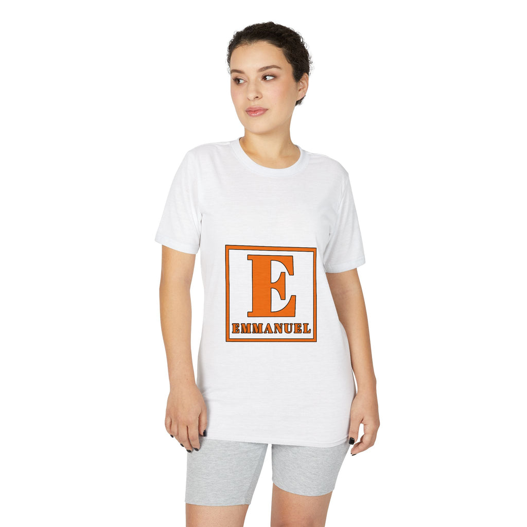 Emmanuel Initials T‑Shirt — Orange Block 'E' Monogram Tee