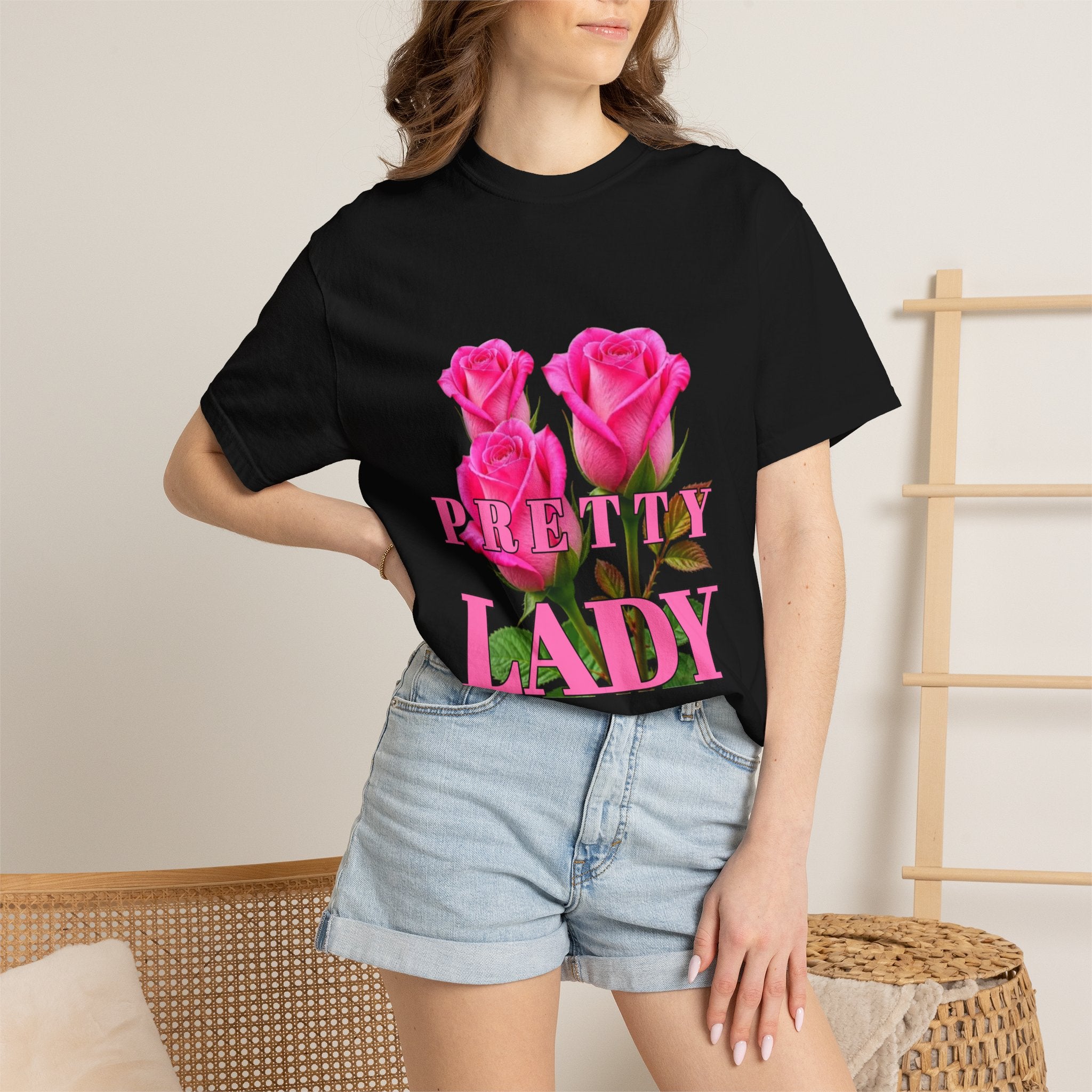 Pretty Lady T-Shirt — Pink Rose Graphic Tee