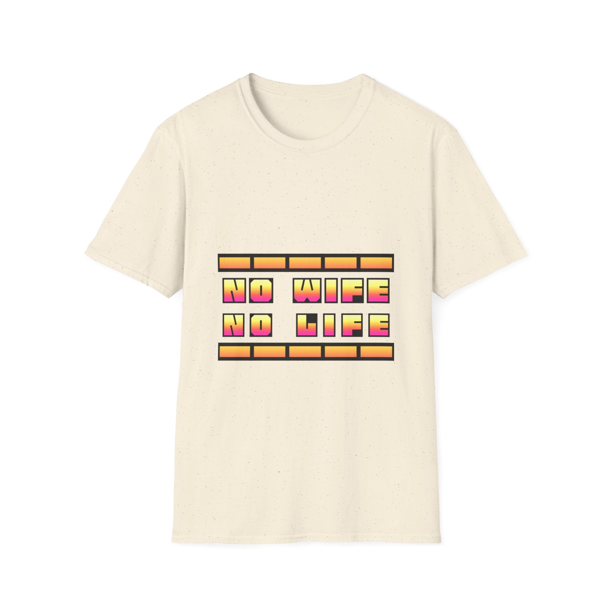 T-Shirt — "No Wife No Life" Retro Block Graphic Tee