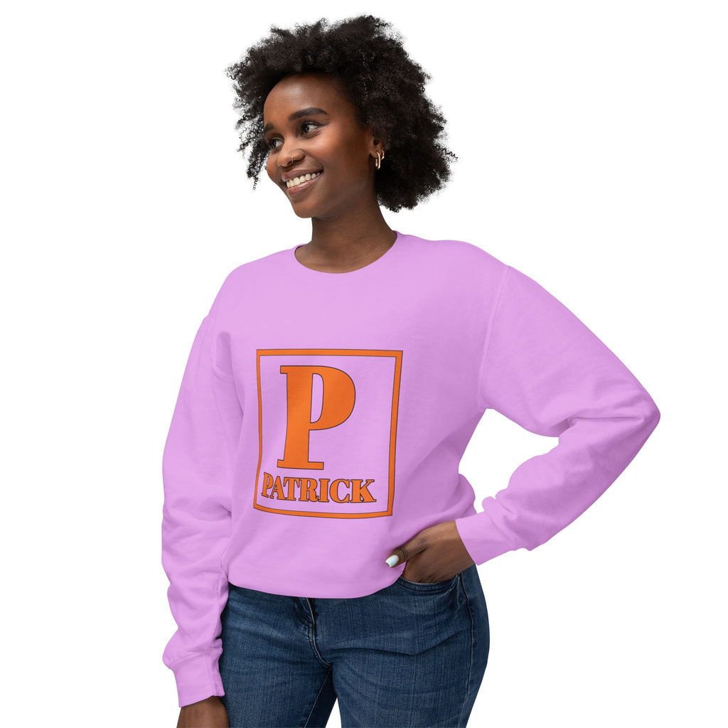 Patrick Monogram Crewneck Sweatshirt — Orange Initial 'P' Name Graphic