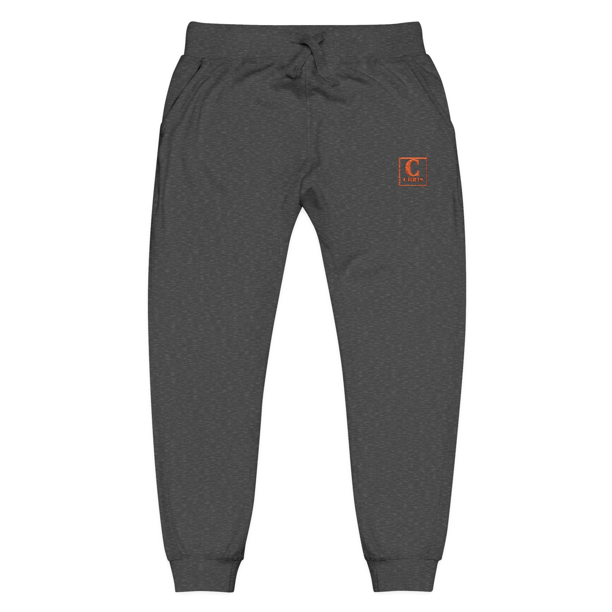 Embroidered Cozy Sweatpants — Minimal Red Crest Lounge Joggers