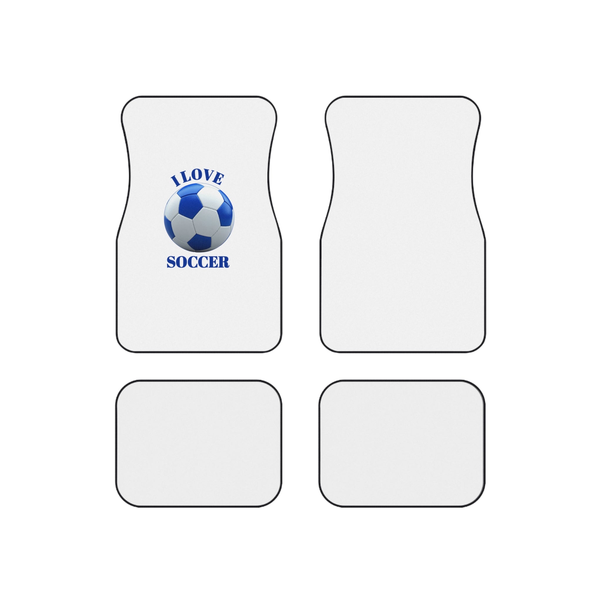 Soccer Car Mats Set — "I Love Soccer" Printed Auto Floor Mats (Set of 4)