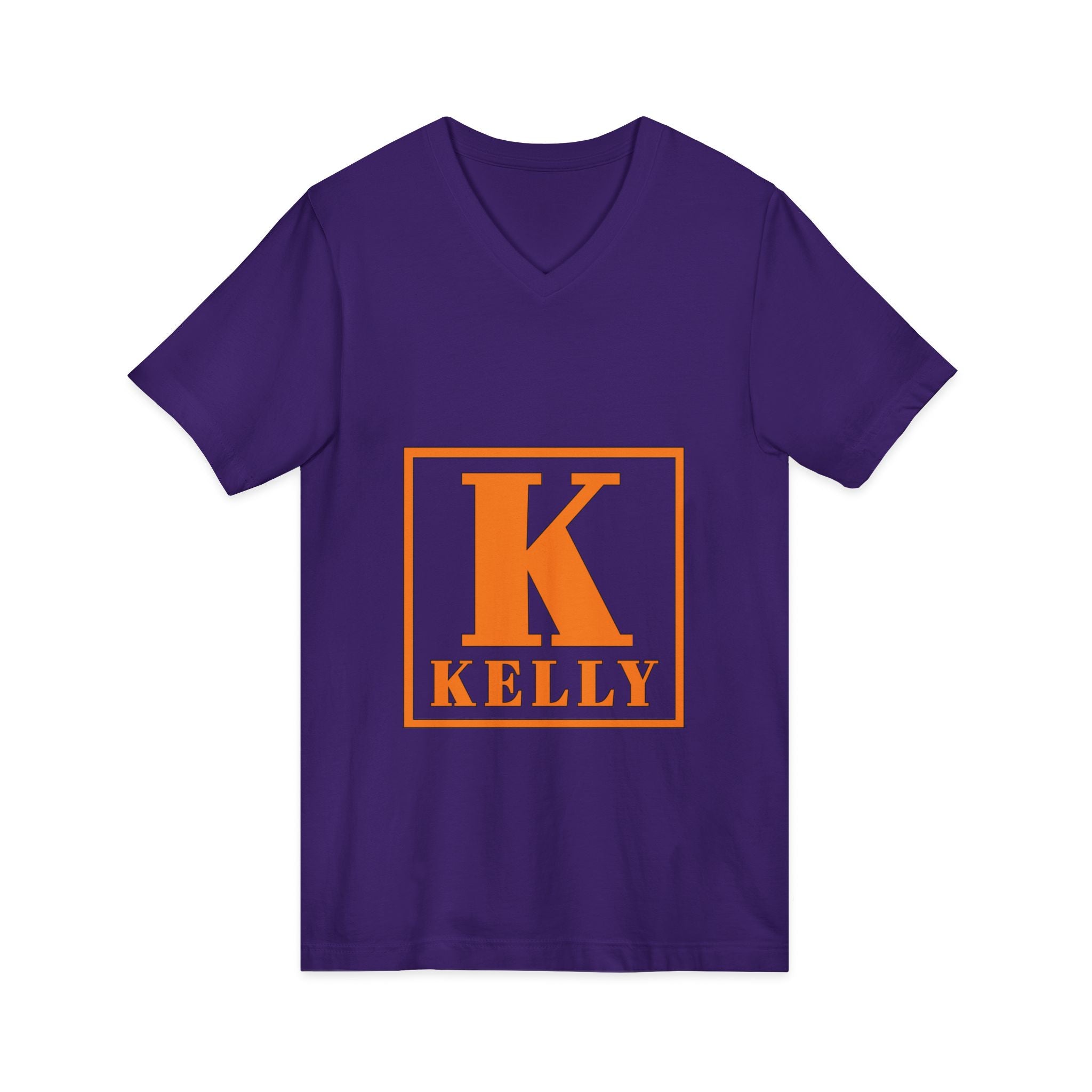 Kelly Monogram V-Neck Tee - Orange Initial K Personalized Shirt