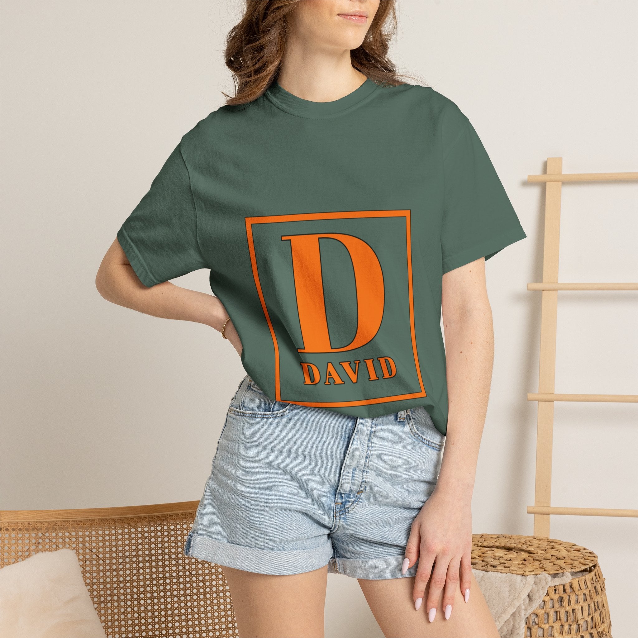 David Monogram T-Shirt — Bold Initial Box Graphic