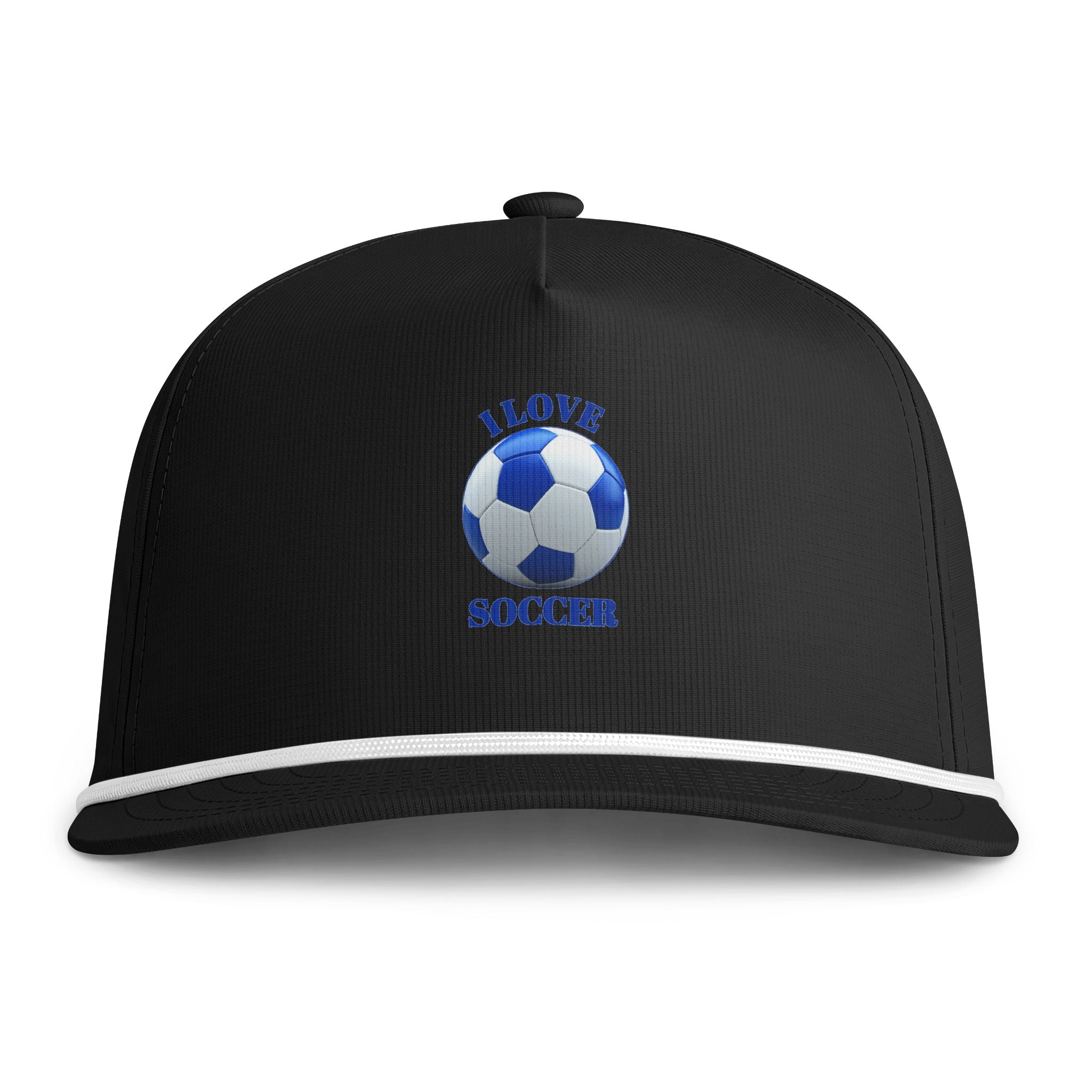 Soccer Cap — "I Love Soccer" Rope-Trim Sunwashed Hat