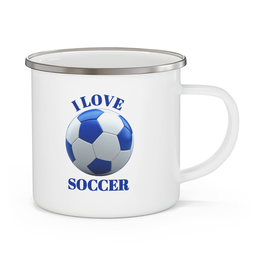 Enamel Mug — I Love Soccer Camping Cup | Soccer Fan Gift