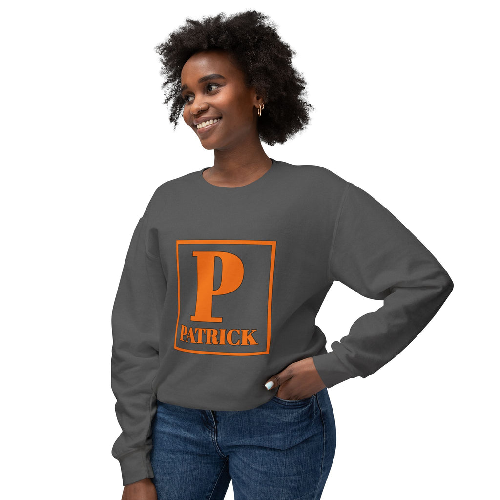 Patrick Monogram Crewneck Sweatshirt — Orange Initial 'P' Name Graphic