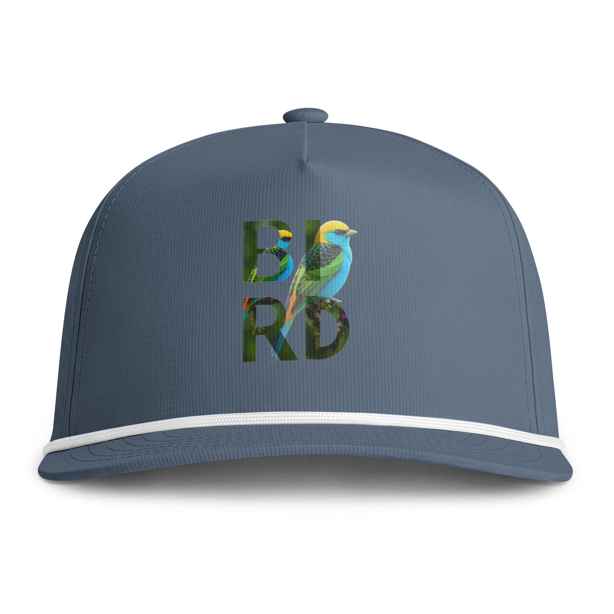 Sunwashed Rope Cap — 'BIRD' Tropical Embroidered Hat