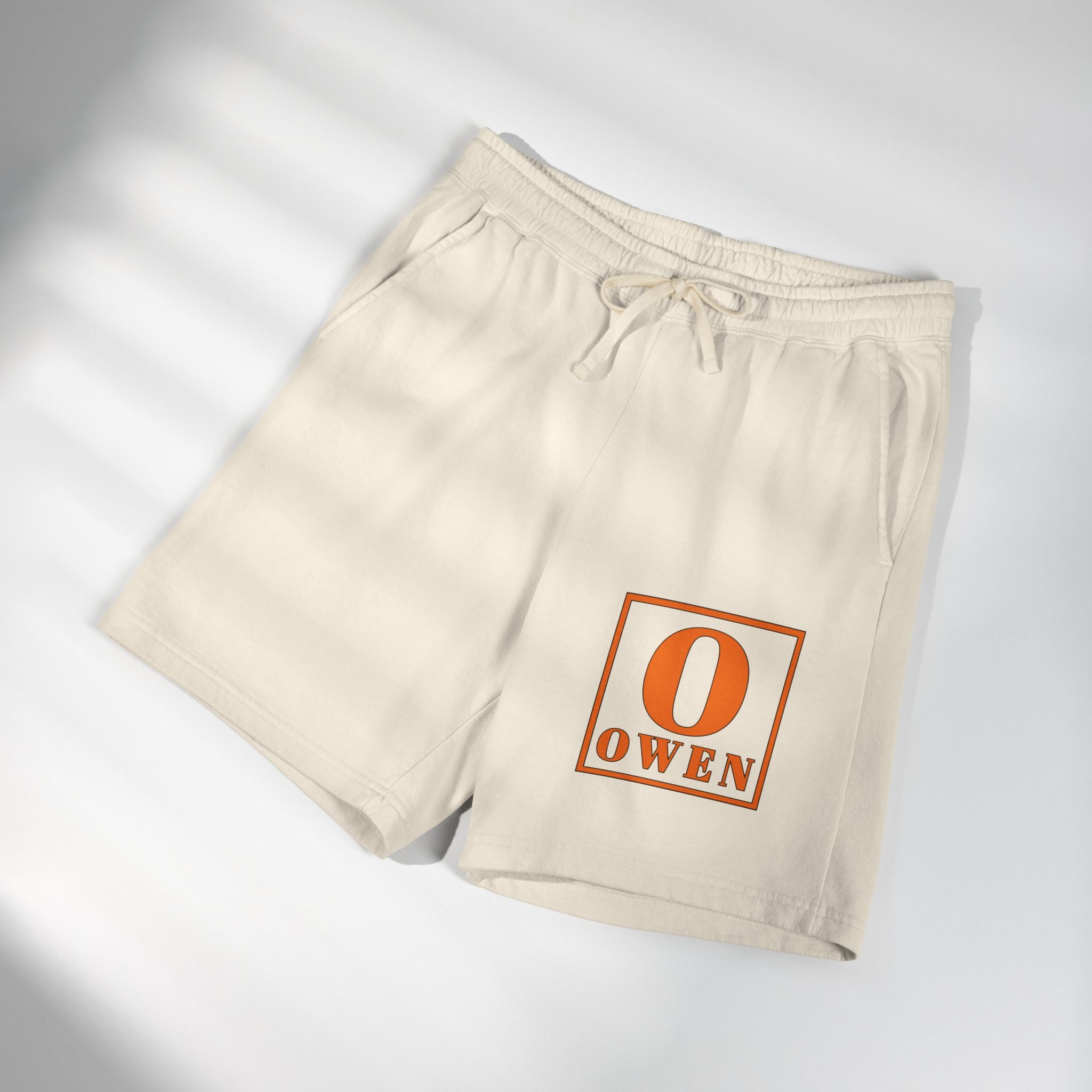 Personalized 'O Owen' Fleece Sweat Shorts — Lightweight Garment-Dyed Lounge Shorts