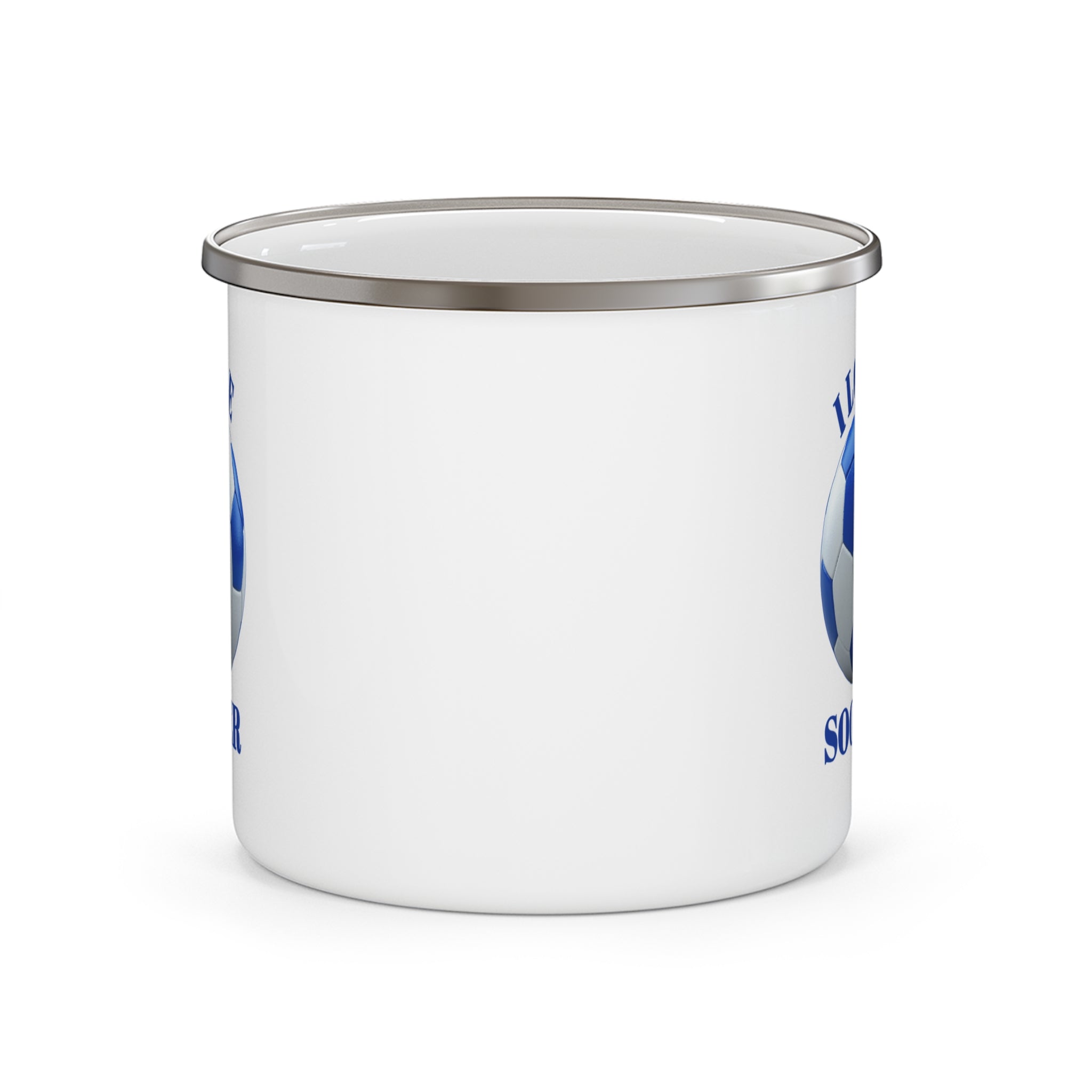 Enamel Mug — I Love Soccer Camping Cup | Soccer Fan Gift