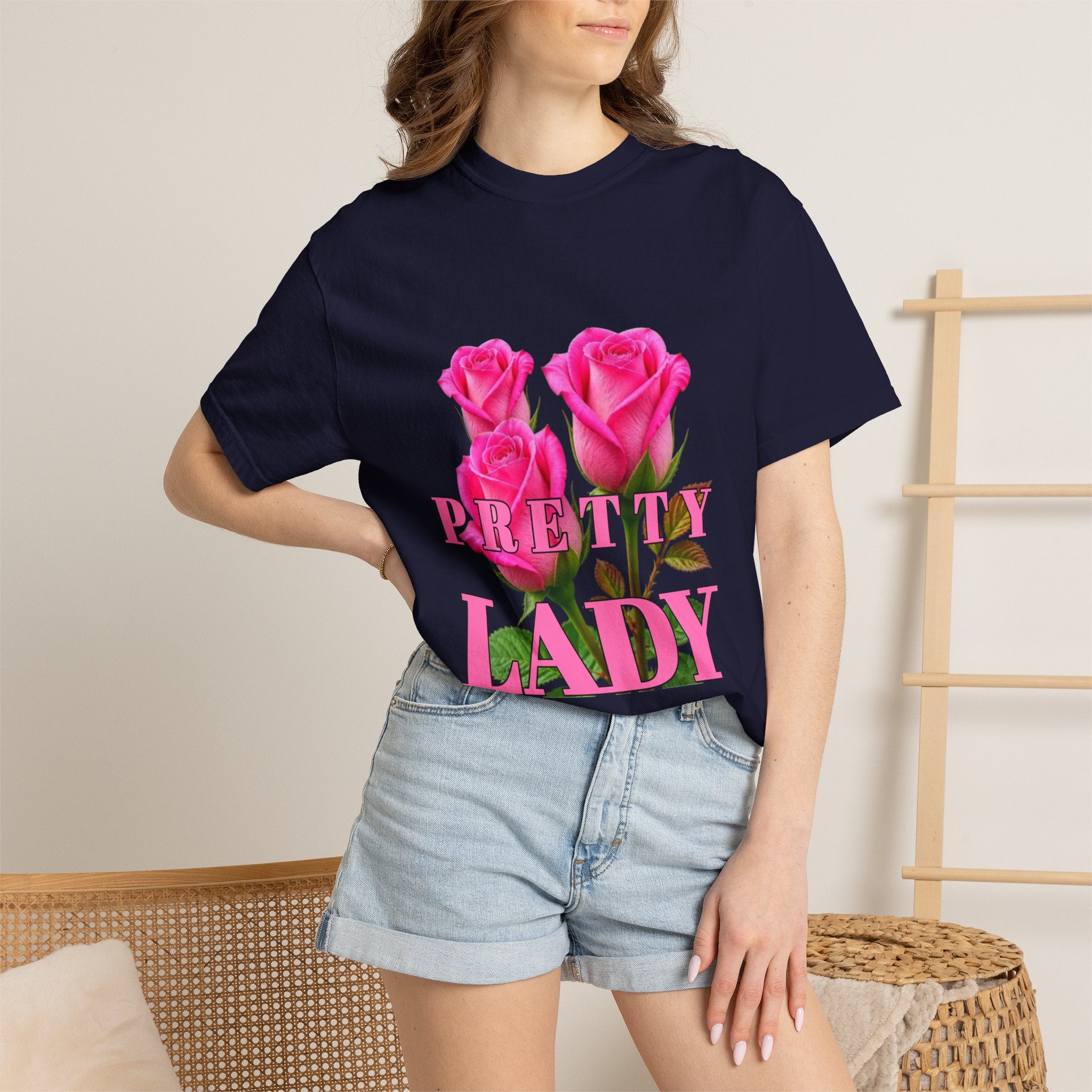 Pretty Lady T-Shirt — Pink Rose Graphic Tee