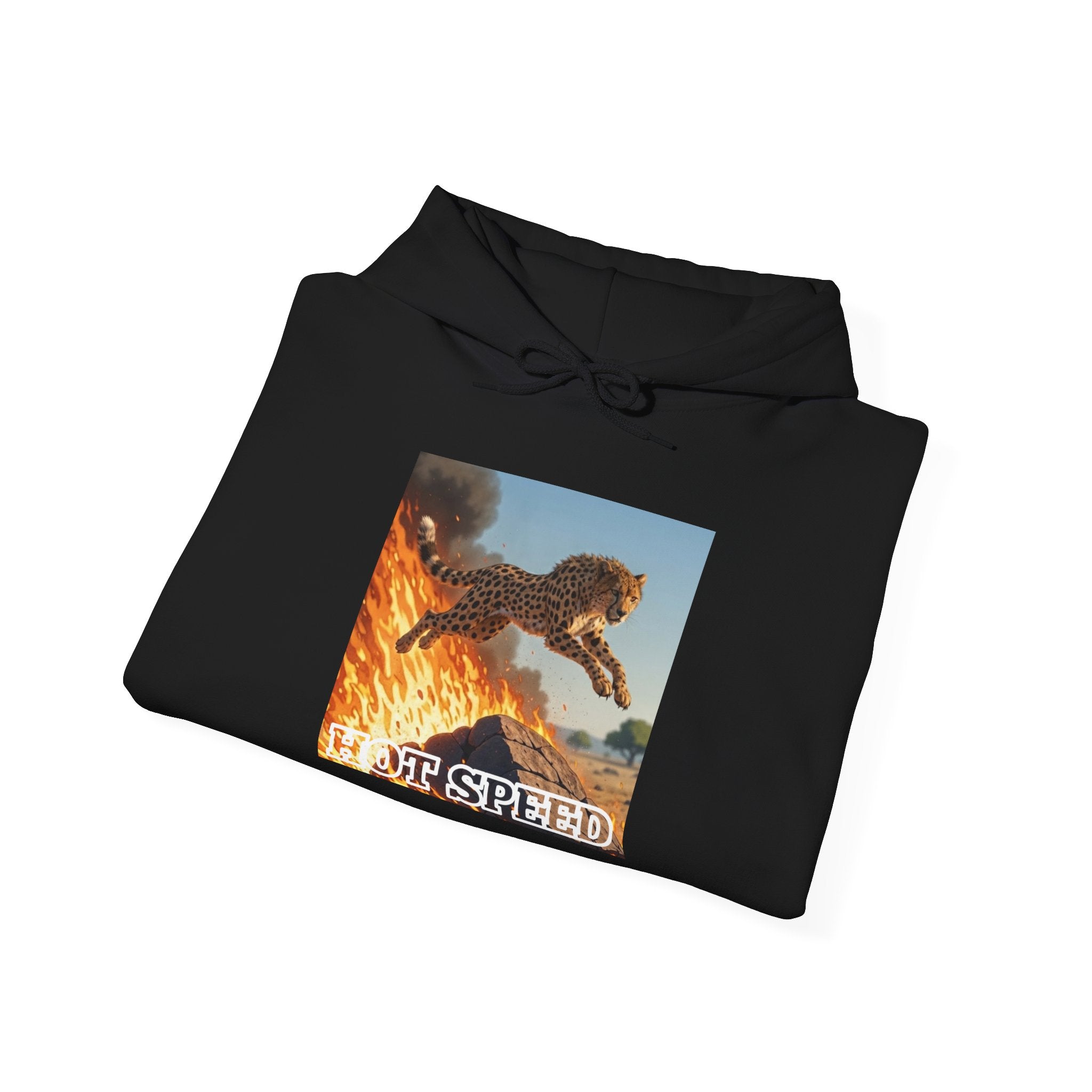 Hoodie — Vintage 'HOT SPEED' Flaming Motorcycle Rider Graphic Hoodie