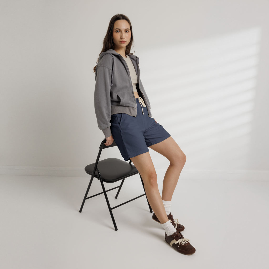 Lightweight Garment-Dyed Fleece Shorts — Minimal Block 'B' Logo