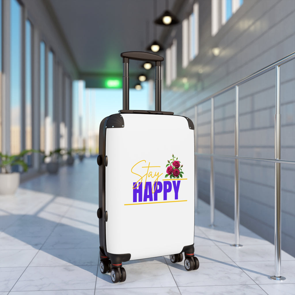 Stay Happy Floral Carry-On Suitcase