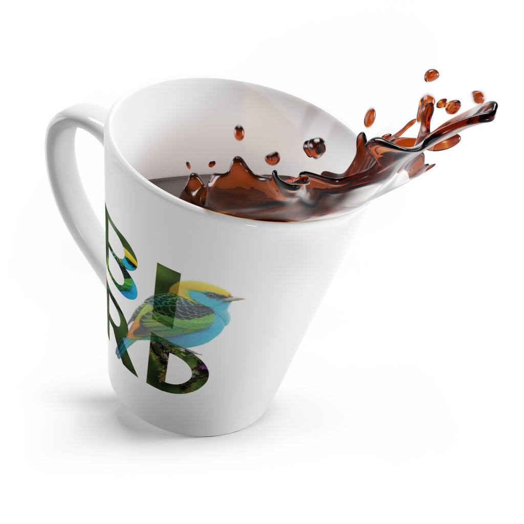 Bird Latte Mug — Colorful Tropical Bird Graphic Coffee Cup