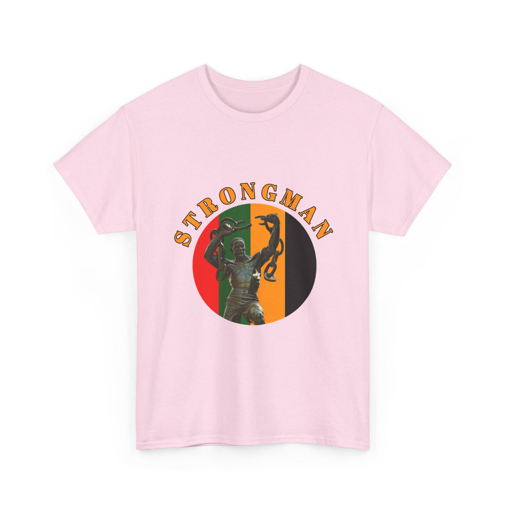 Strongman Retro Graphic Tee — Vintage Weightlifting Statue Design