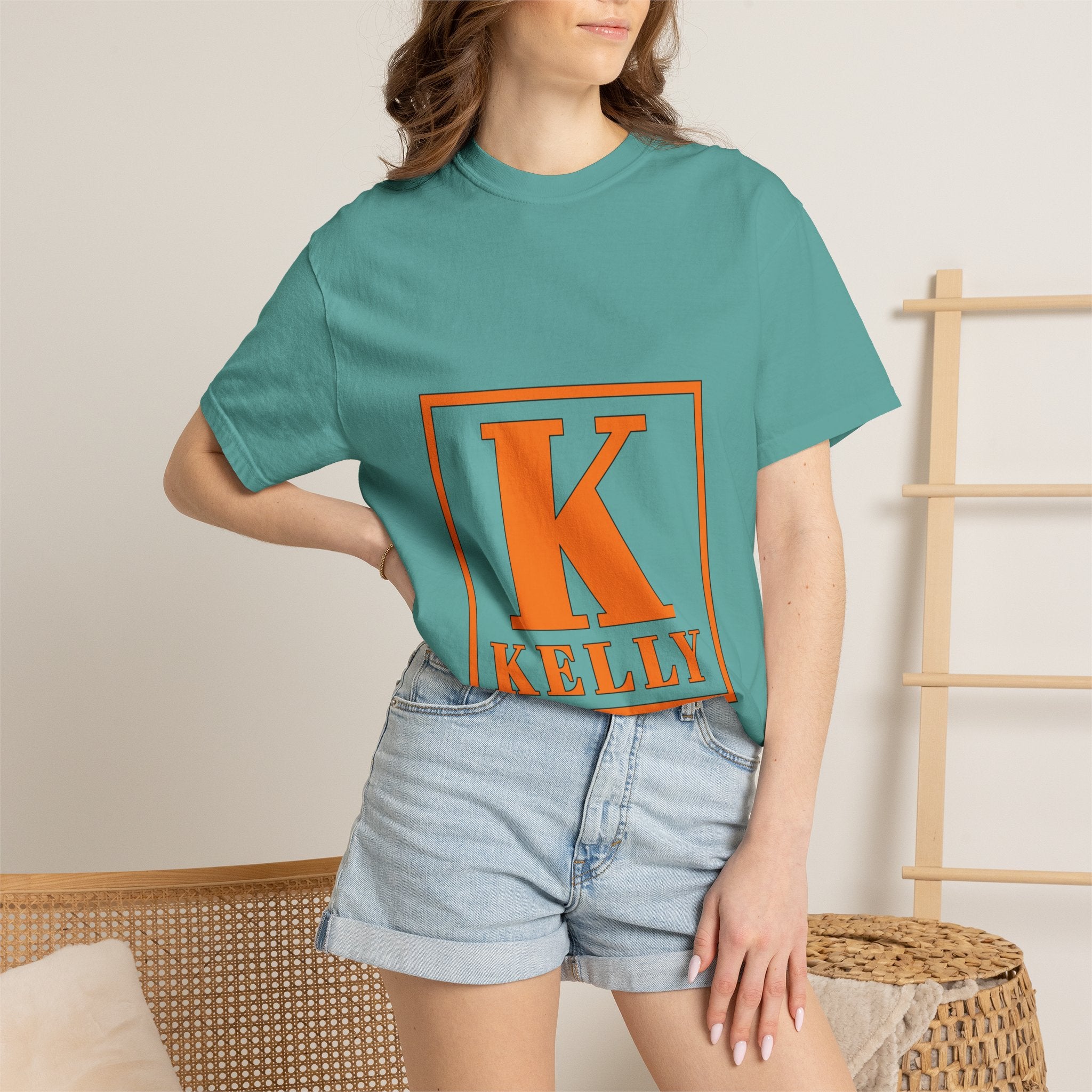 Kelly Monogram Tee — Orange Block Initial K T-Shirt