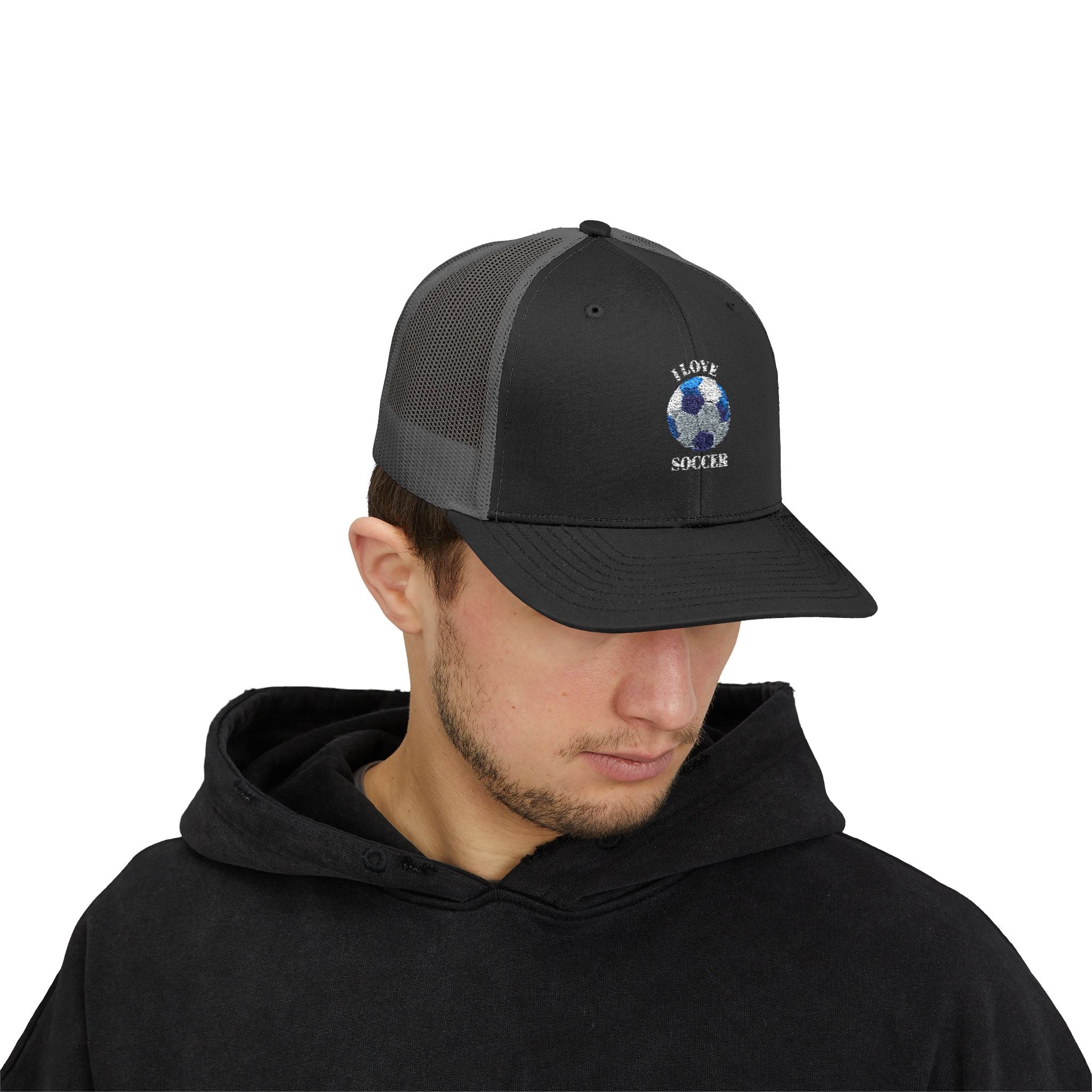 Soccer Mom Trucker Cap - Glitter Soccer Ball Snapback
