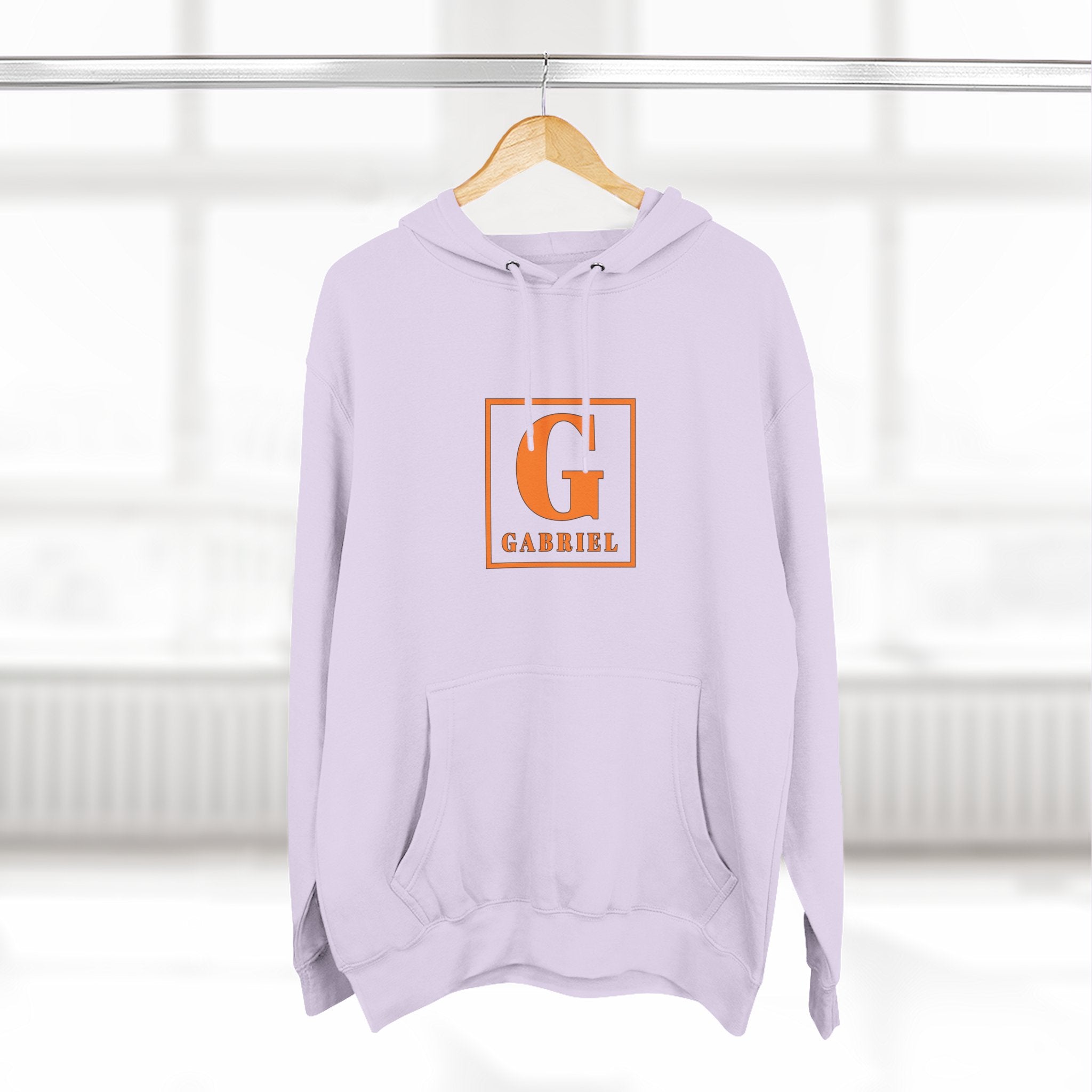 Gabriel Monogram Hoodie — Orange Square Initial G Fleece Hoodie