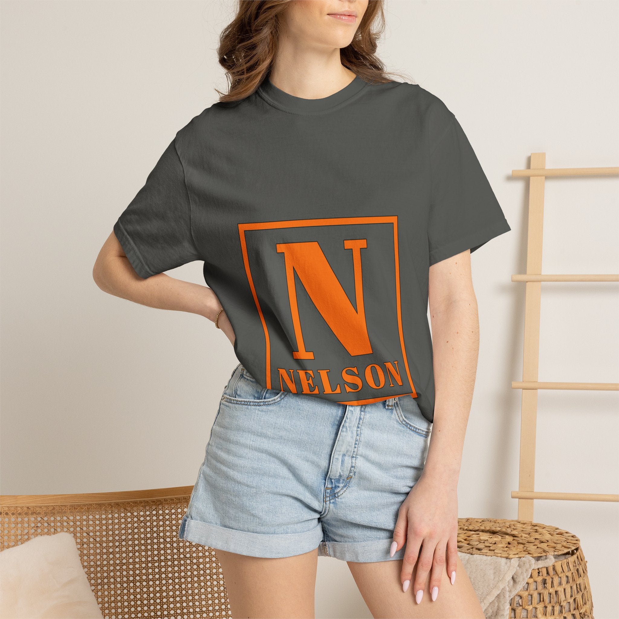 Nelson Monogram T-Shirt — Retro Block Letter Graphic Tee