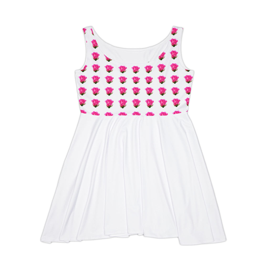 Pink Rose Pattern Skater Dress — Floral Women's AOP Summer Dress