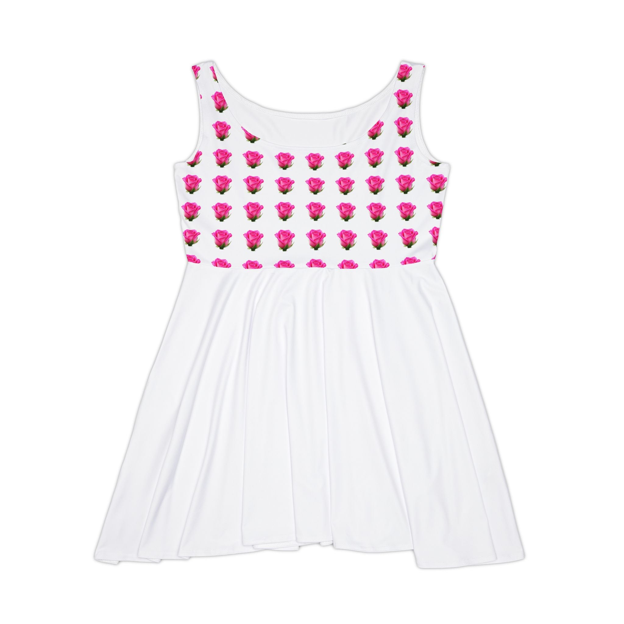 Pink Rose Pattern Skater Dress — Floral Women's AOP Summer Dress