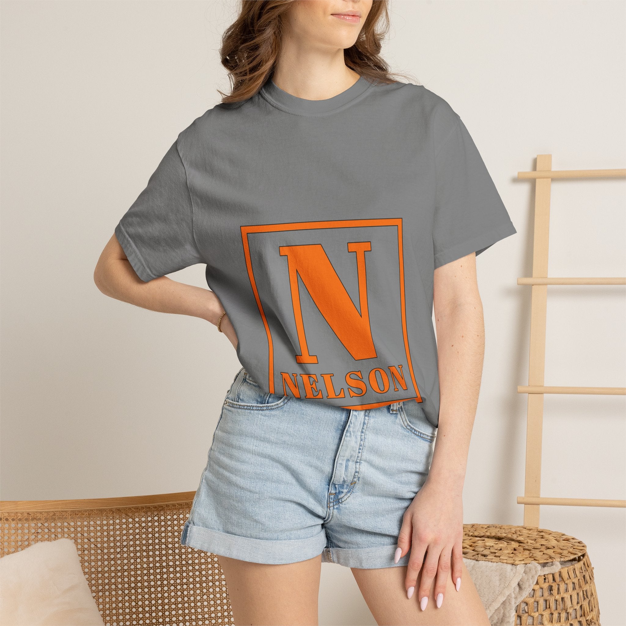 Nelson Monogram T-Shirt — Retro Block Letter Graphic Tee