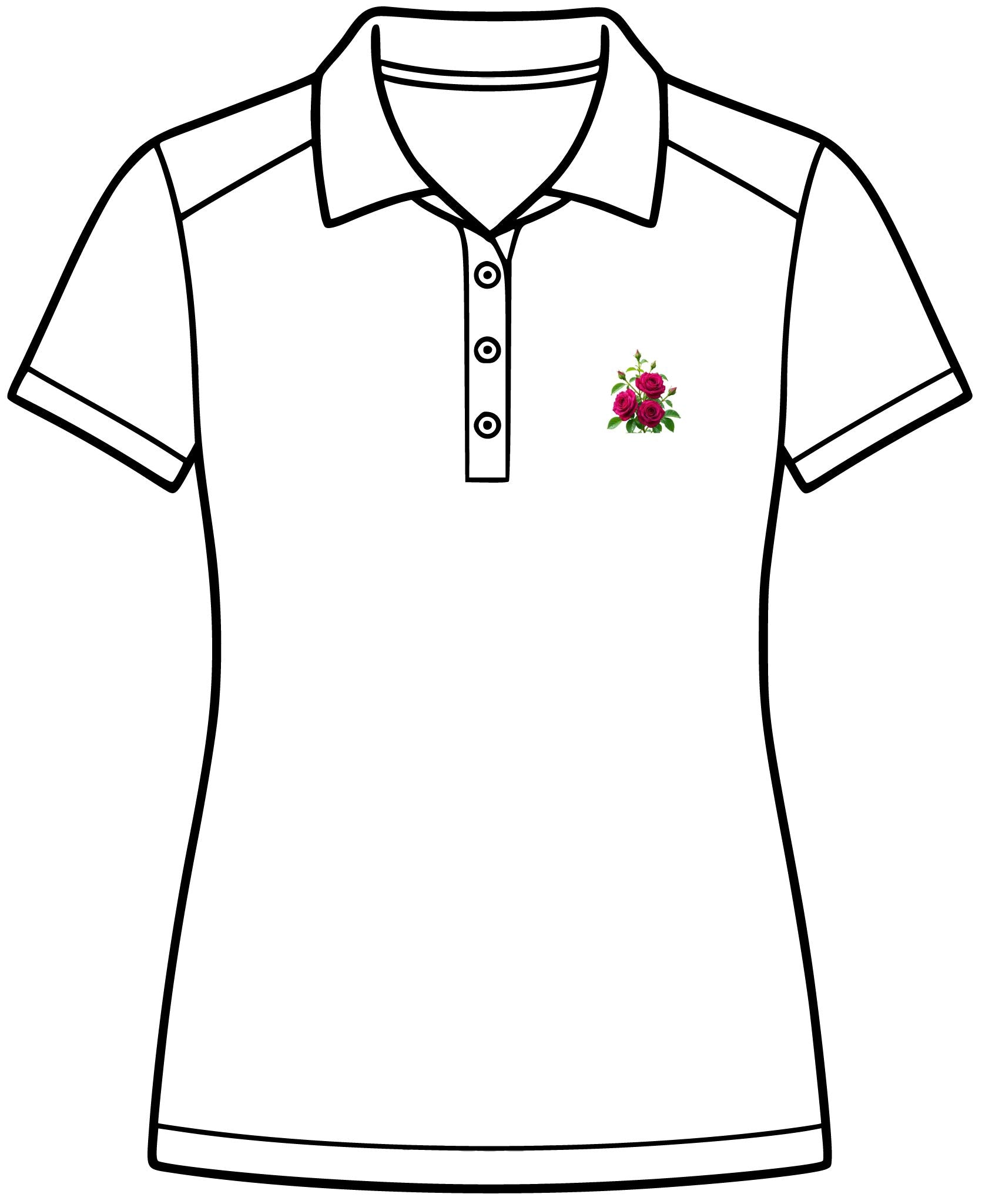 Women's Floral Embroidered Polo Shirt - Small Rose Chest Logo