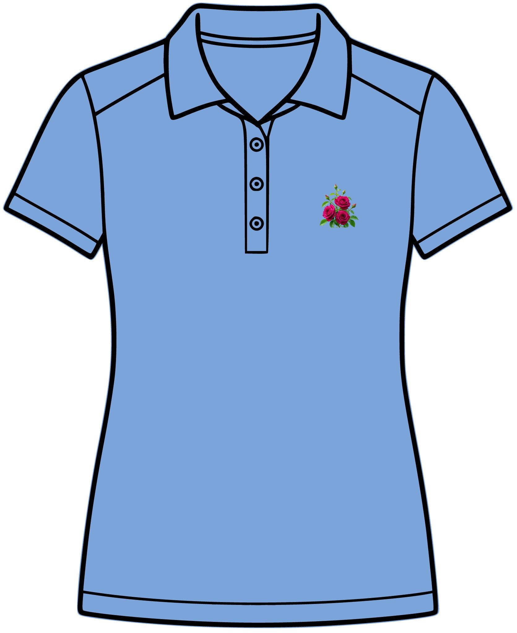 Women's Floral Embroidered Polo Shirt - Small Rose Chest Logo