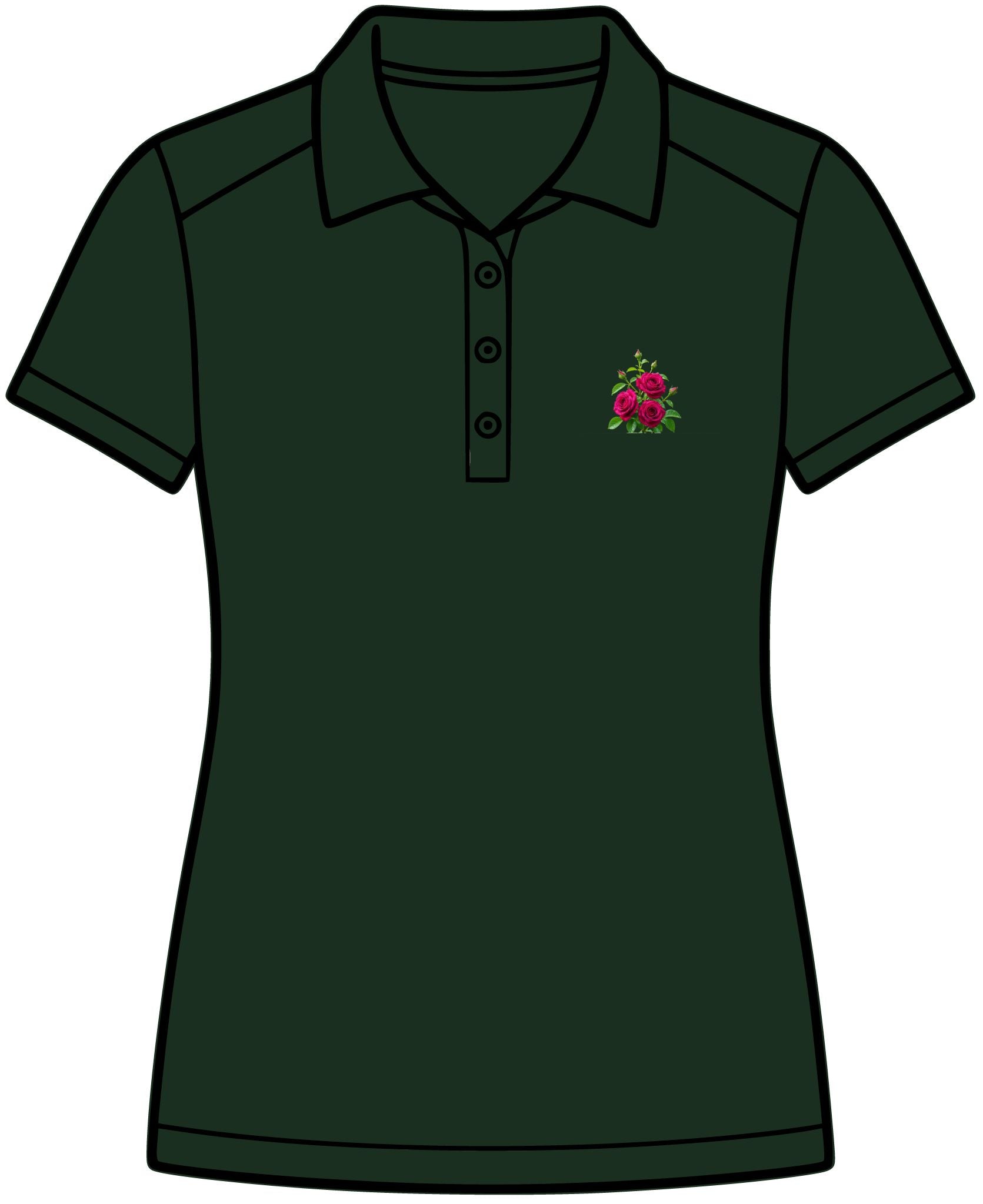 Women's Floral Embroidered Polo Shirt - Small Rose Chest Logo