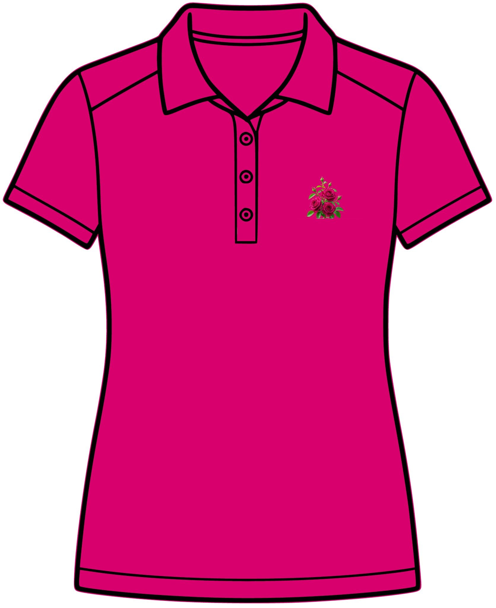 Women's Floral Embroidered Polo Shirt - Small Rose Chest Logo