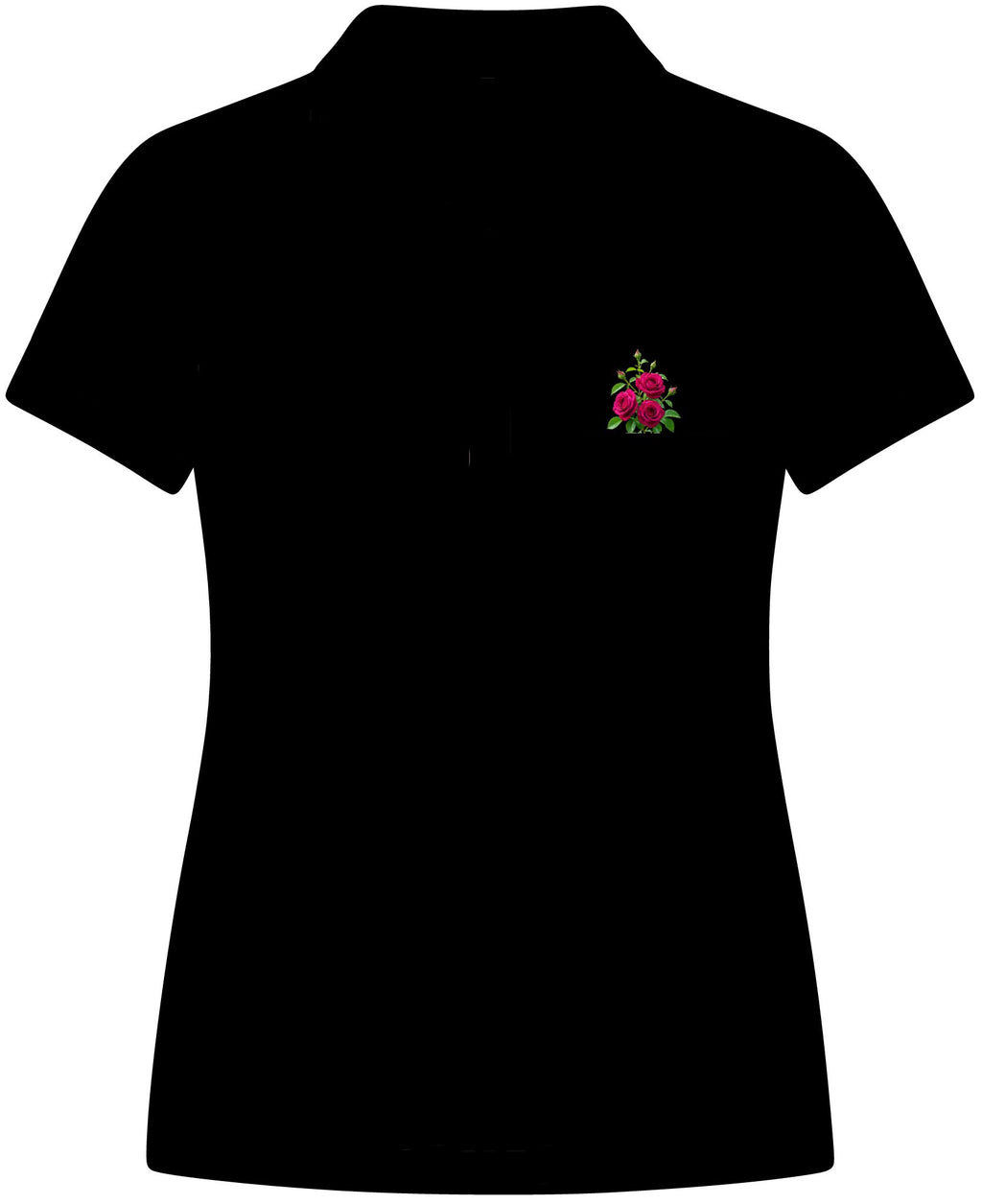 Women's Floral Embroidered Polo Shirt - Small Rose Chest Logo
