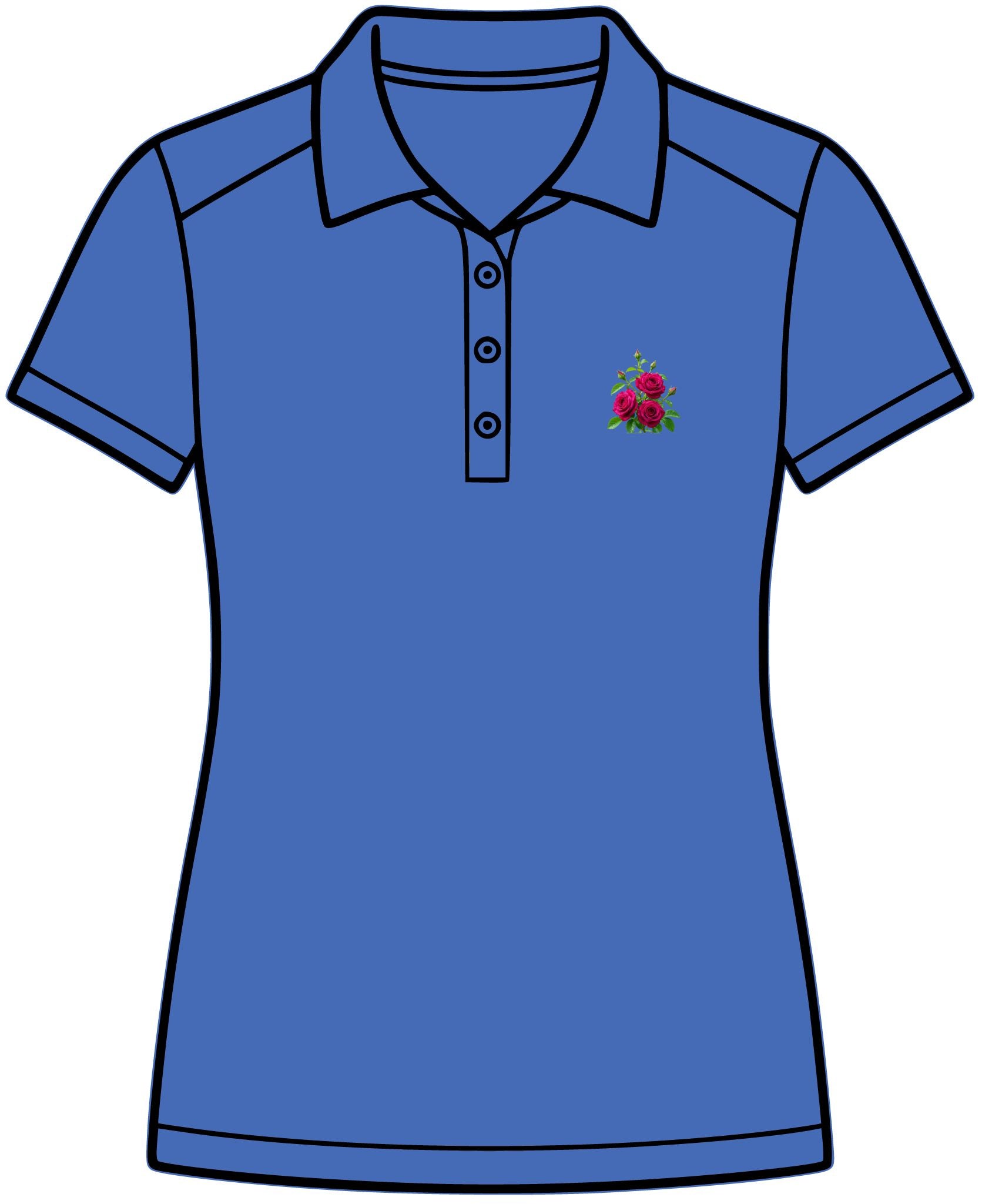 Women's Floral Embroidered Polo Shirt - Small Rose Chest Logo