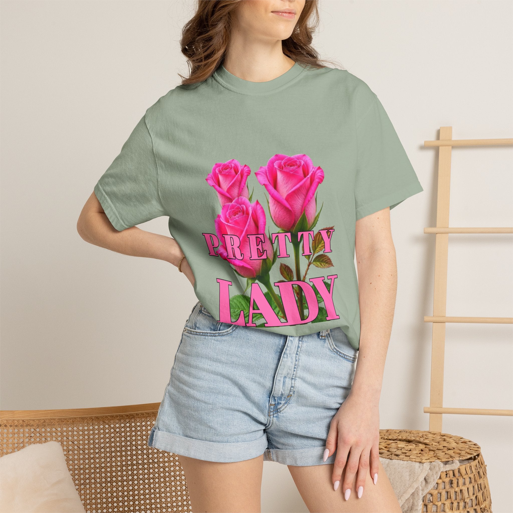 Pretty Lady T-Shirt — Pink Rose Graphic Tee