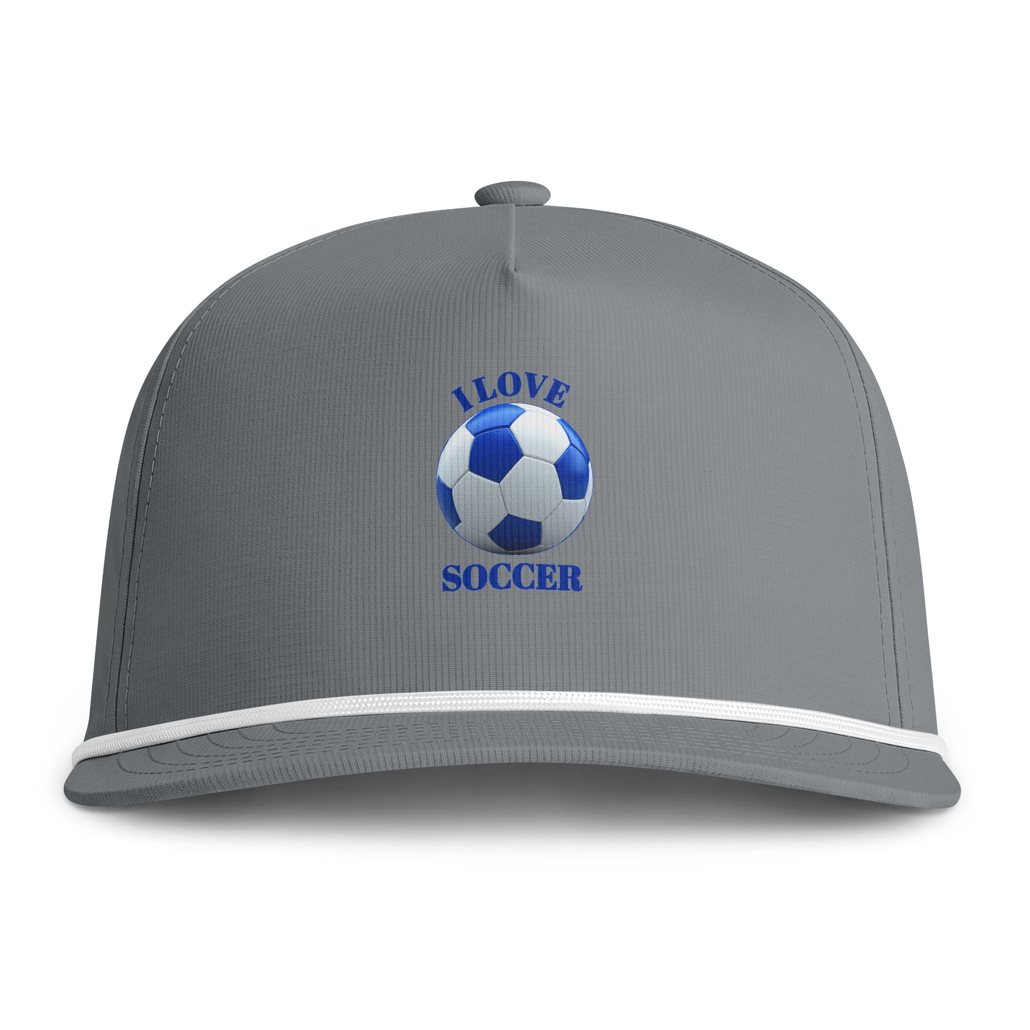 Soccer Cap — "I Love Soccer" Rope-Trim Sunwashed Hat