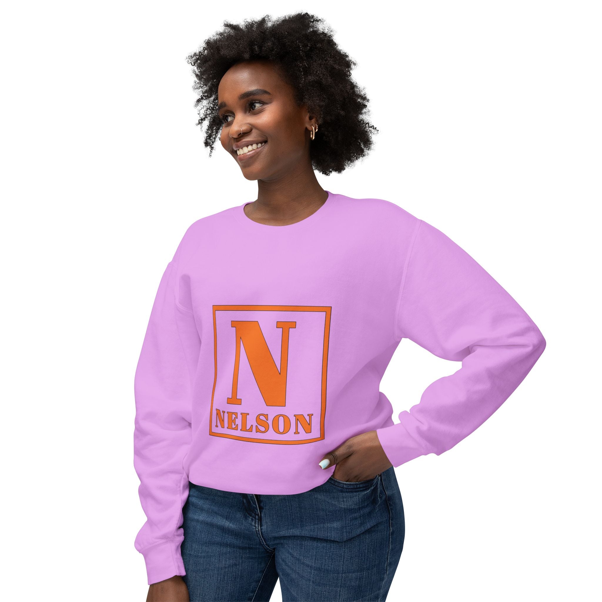 Nelson Monogram Crewneck Sweatshirt — Orange Block Letter N