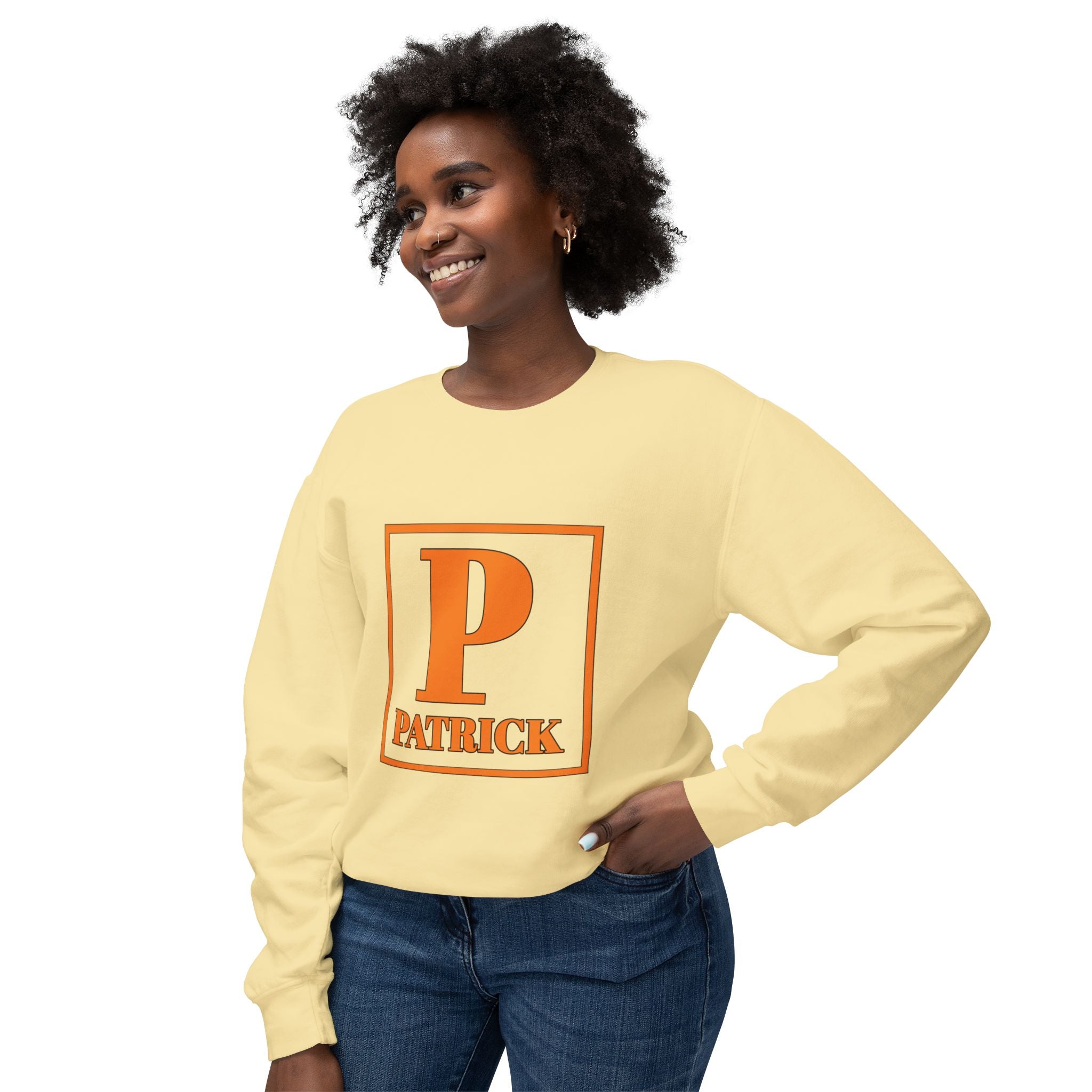 Patrick Monogram Crewneck Sweatshirt — Orange Initial 'P' Name Graphic