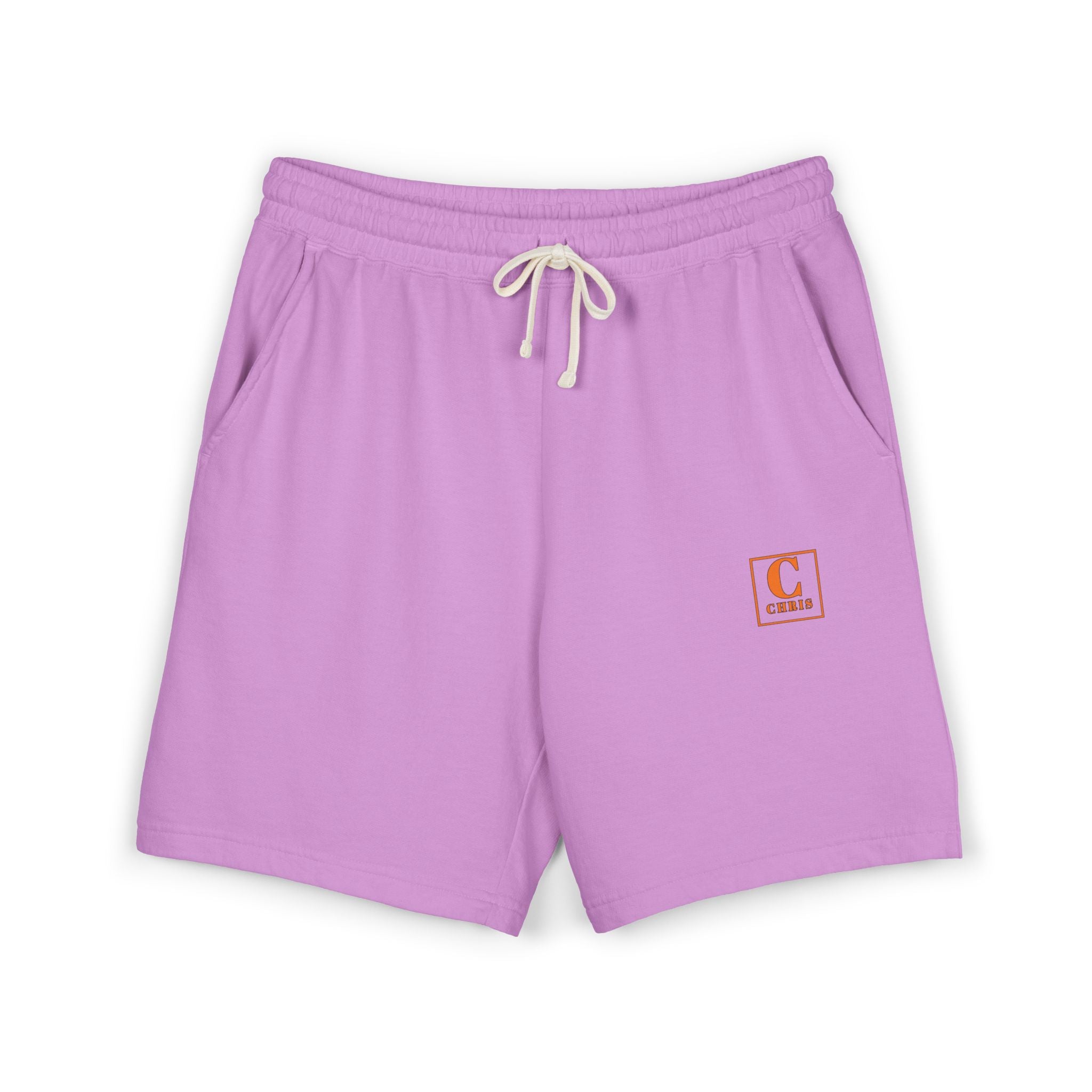 Lightweight Garment-Dyed Fleece Sweat Shorts — Neutral Casual Lounge Shorts with Subtle Patch Logo