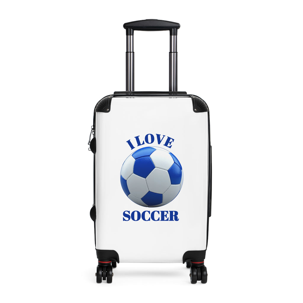 I Love Soccer Carry-On Suitcase – Blue Soccer Ball Travel Luggage