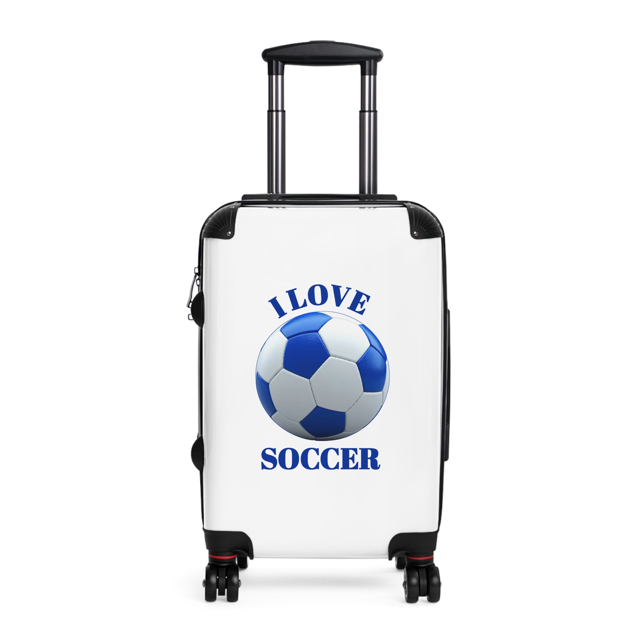 I Love Soccer Carry-On Suitcase – Blue Soccer Ball Travel Luggage