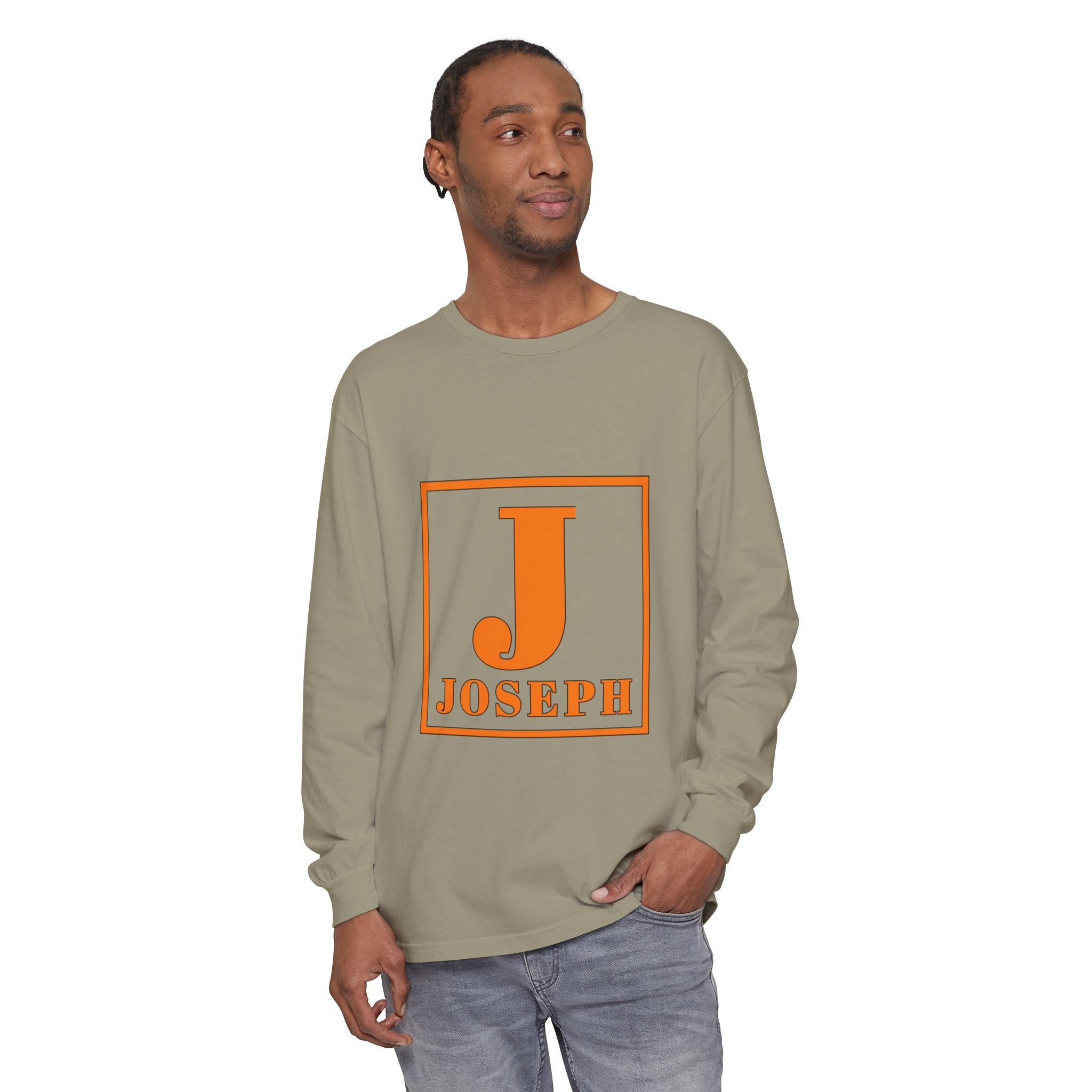 Personalized 'J' Name Long Sleeve Tee — Joseph Initial Graphic