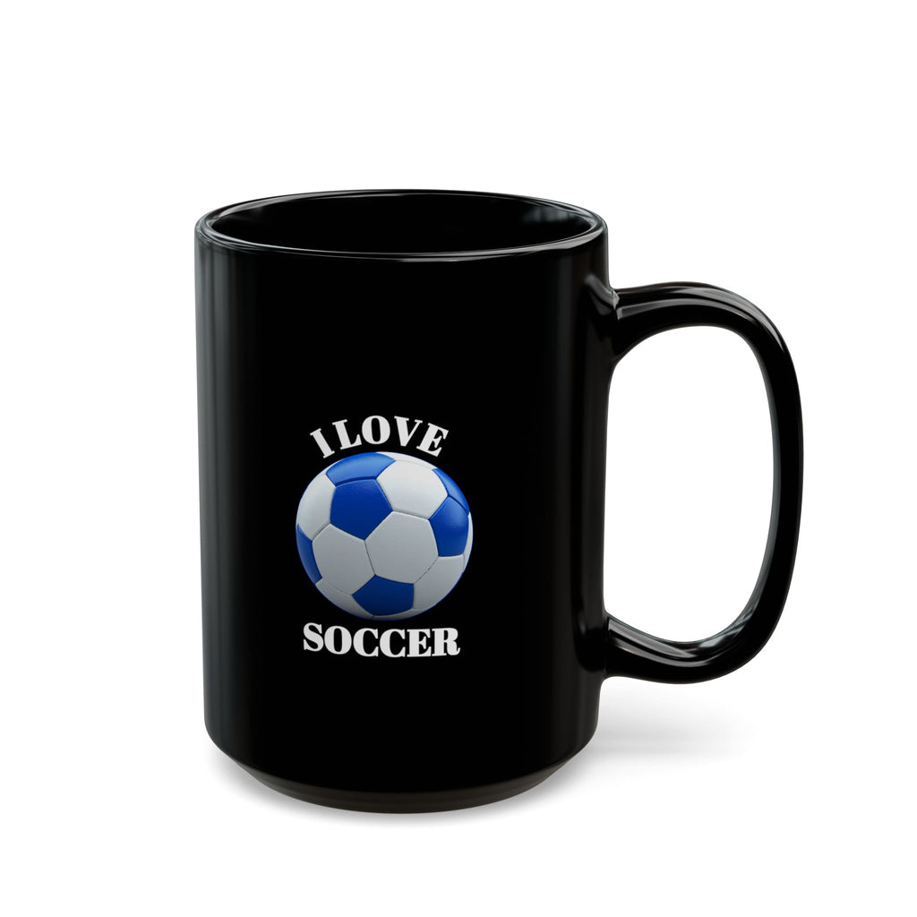 I Love Soccer Black Ceramic Mug — 11oz & 15oz