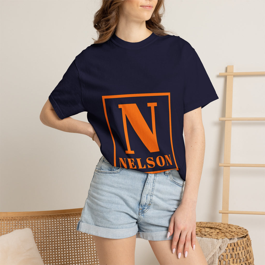 Nelson Monogram T-Shirt — Retro Block Letter Graphic Tee