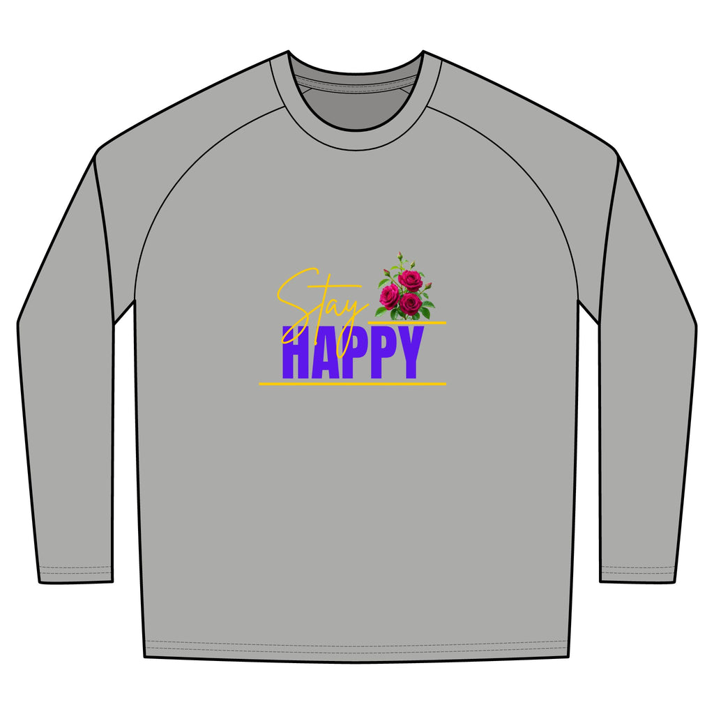 Stay Happy Floral Long Sleeve Raglan
