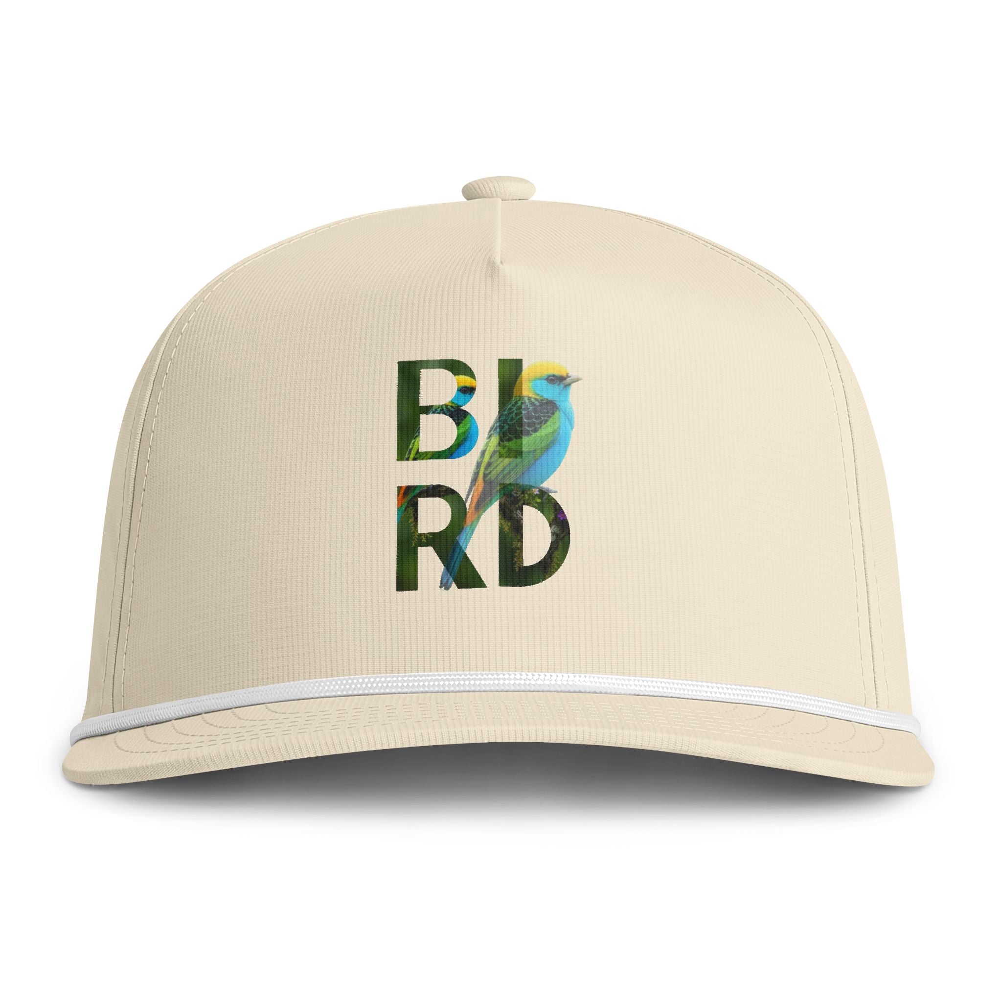 Sunwashed Rope Cap — 'BIRD' Tropical Embroidered Hat