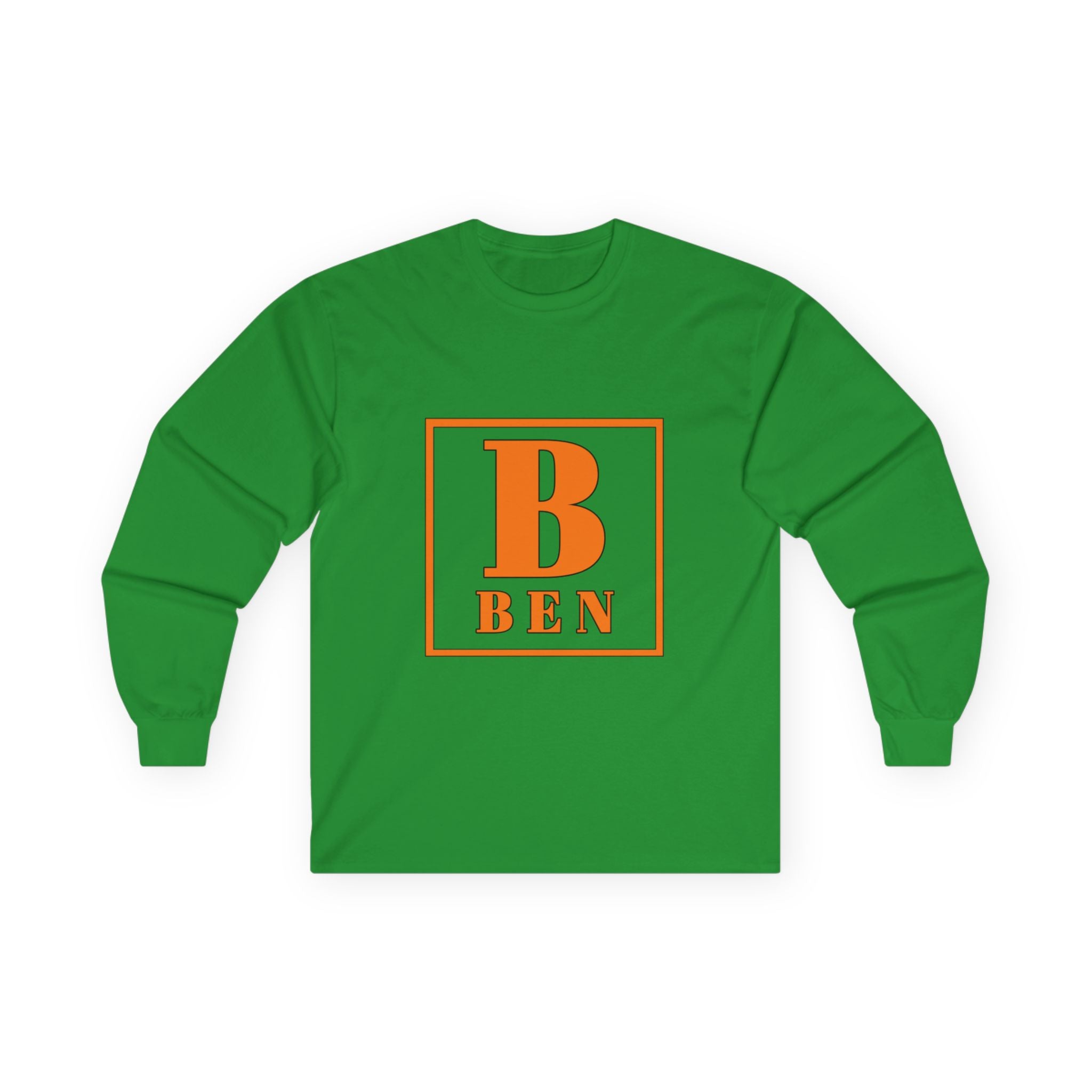 Ben Monogram Long Sleeve Tee — Orange Block Initial B Shirt